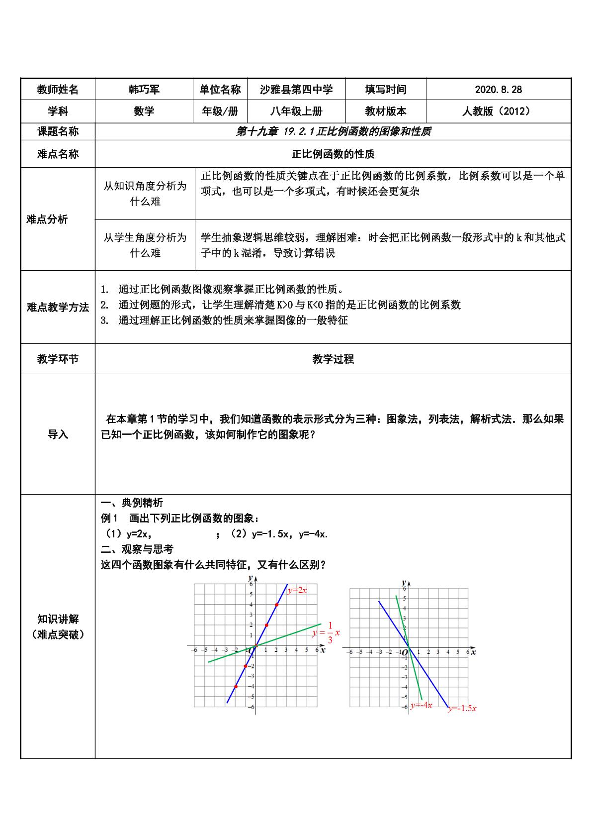 19.2.1正比例函数的图像和性质