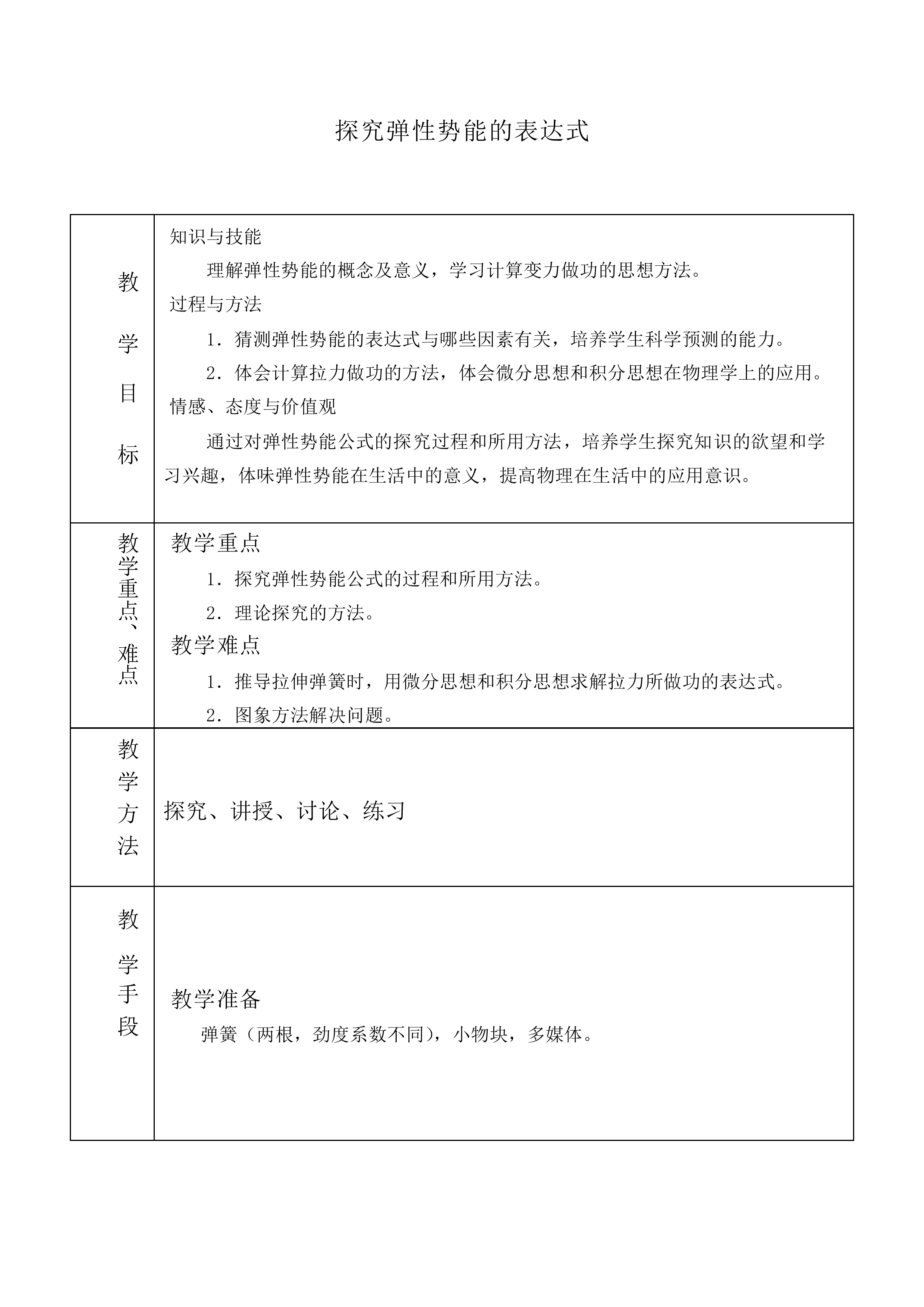 探究弹性势能的表达式_教案3