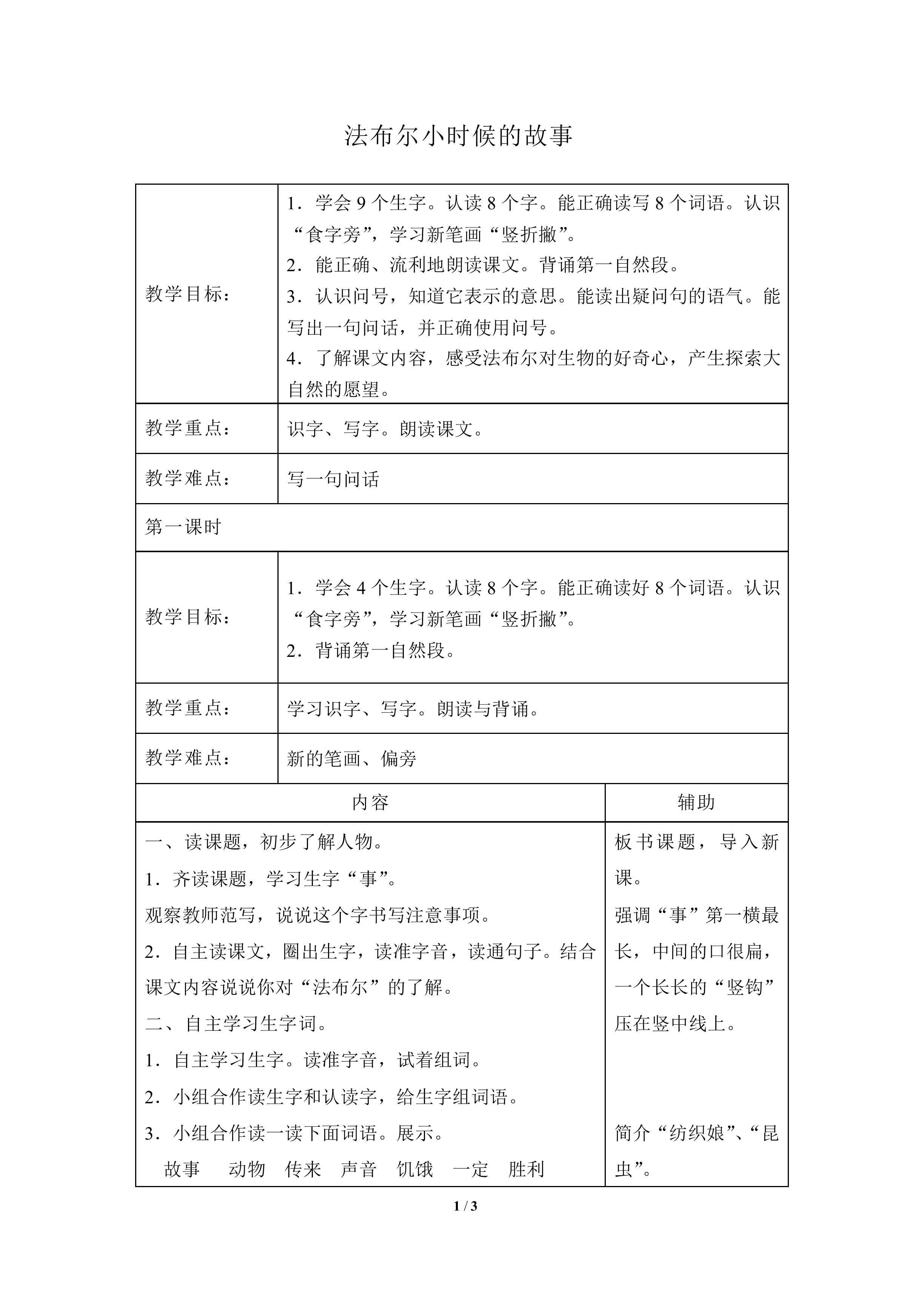 法布尔小时候的故事_教案1