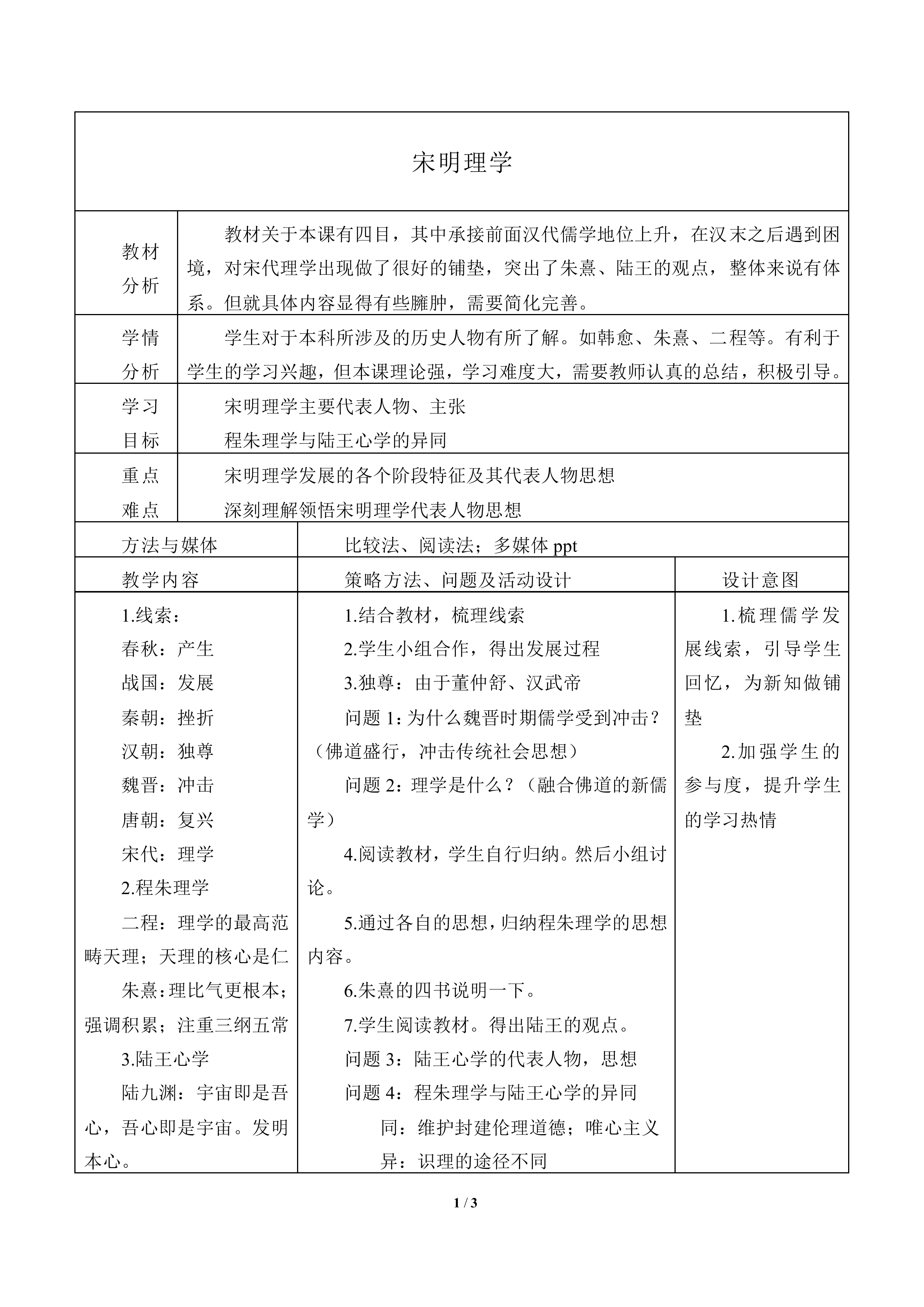 宋明理学_教案2
