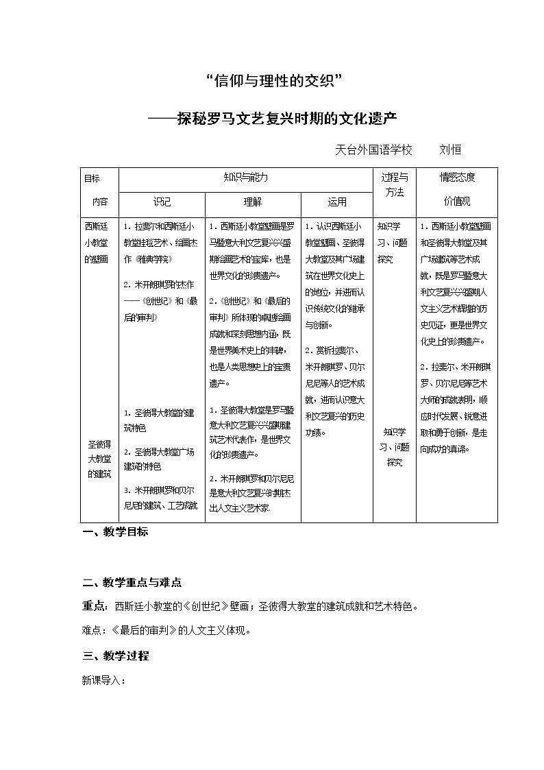 第2课　罗马文艺复兴时期的文化遗产