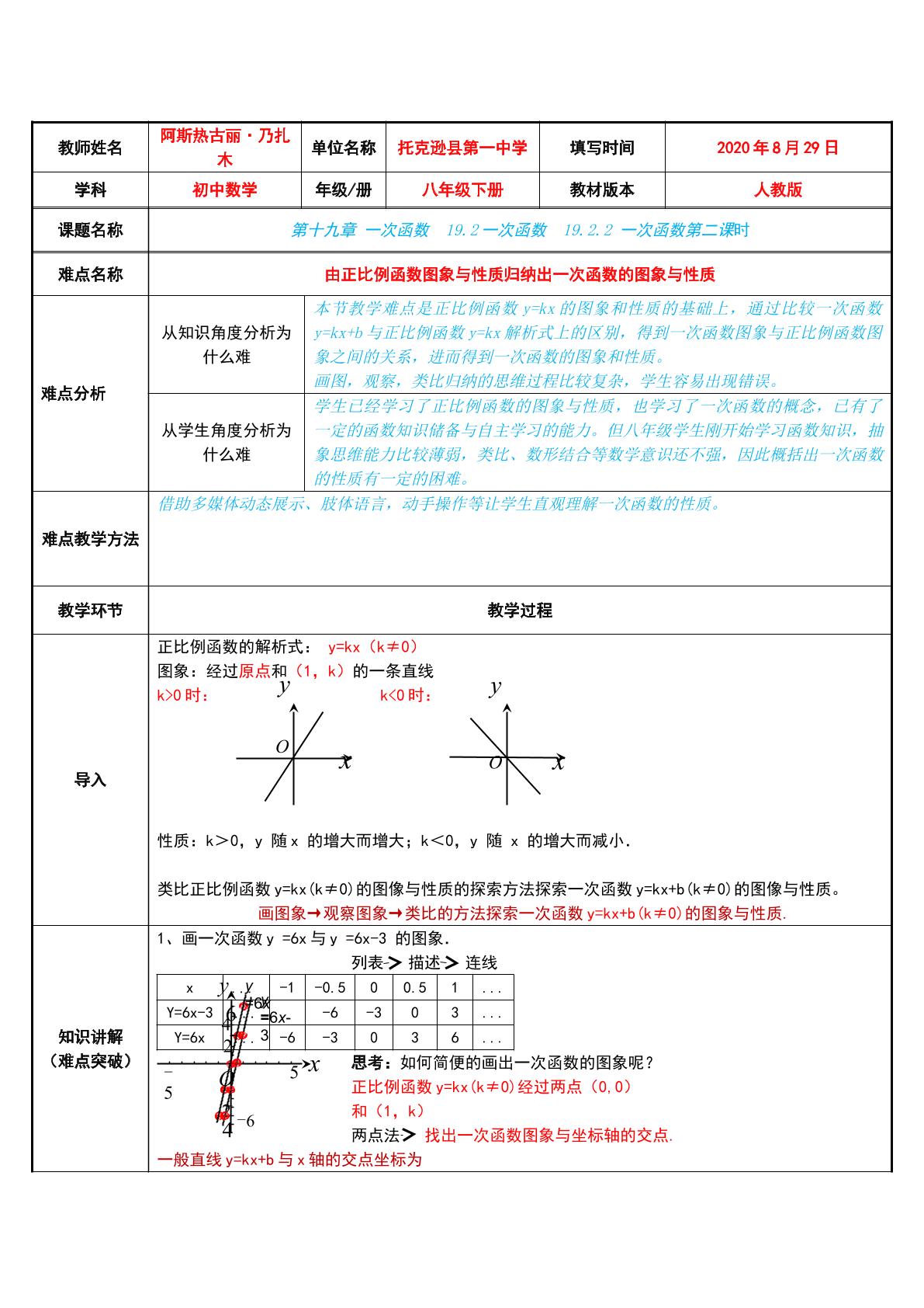 一次函数的图像与性质