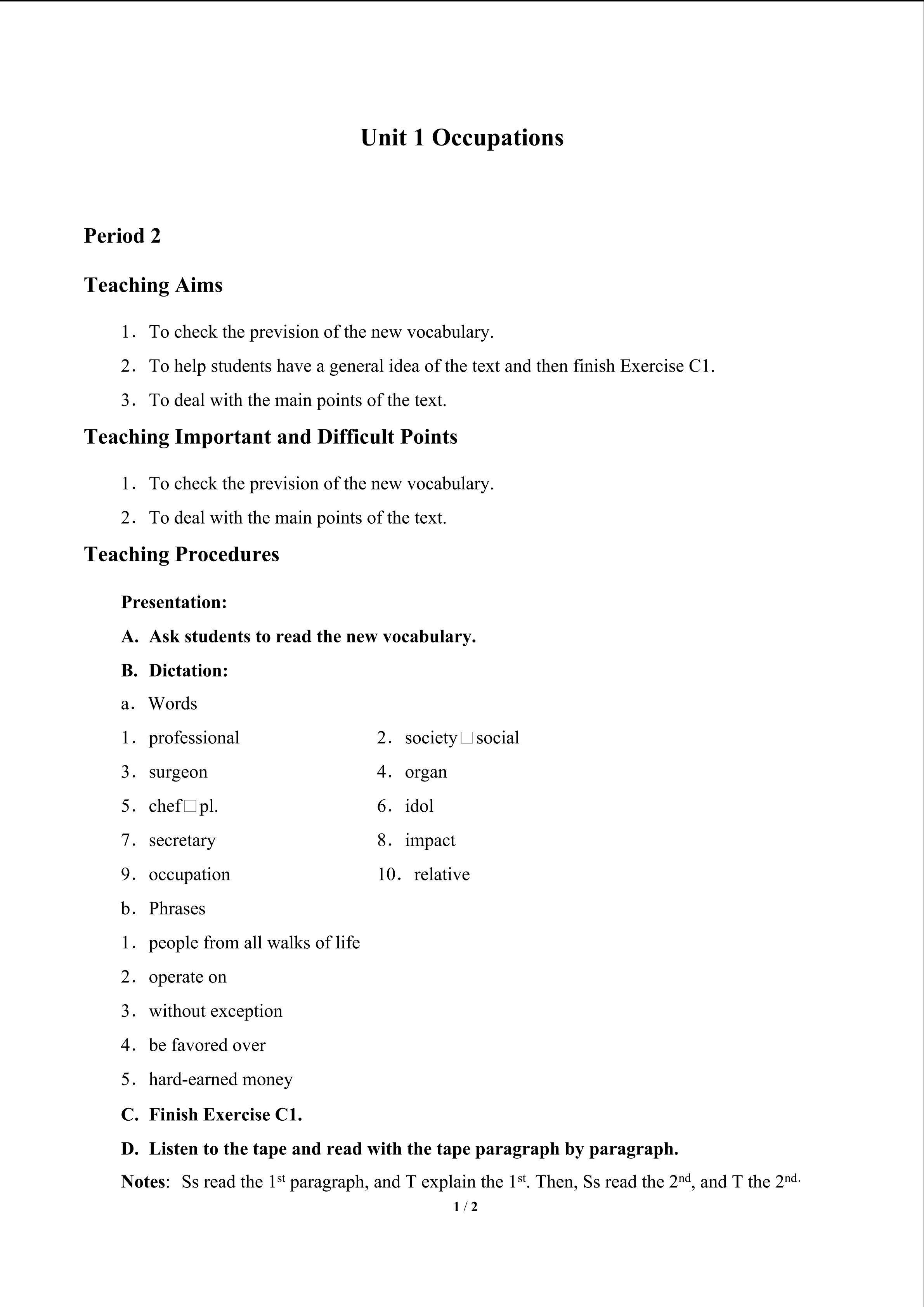 Unit 1 Occupations_教案3