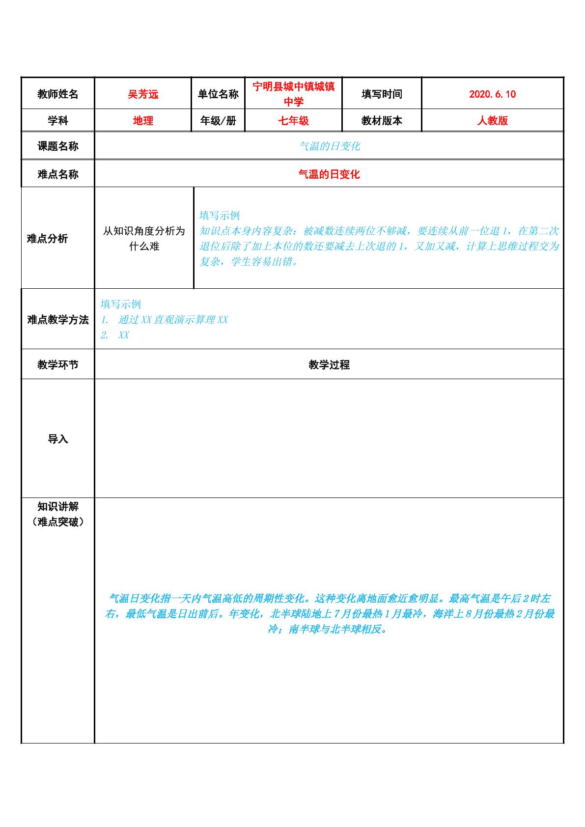 气温的日变化