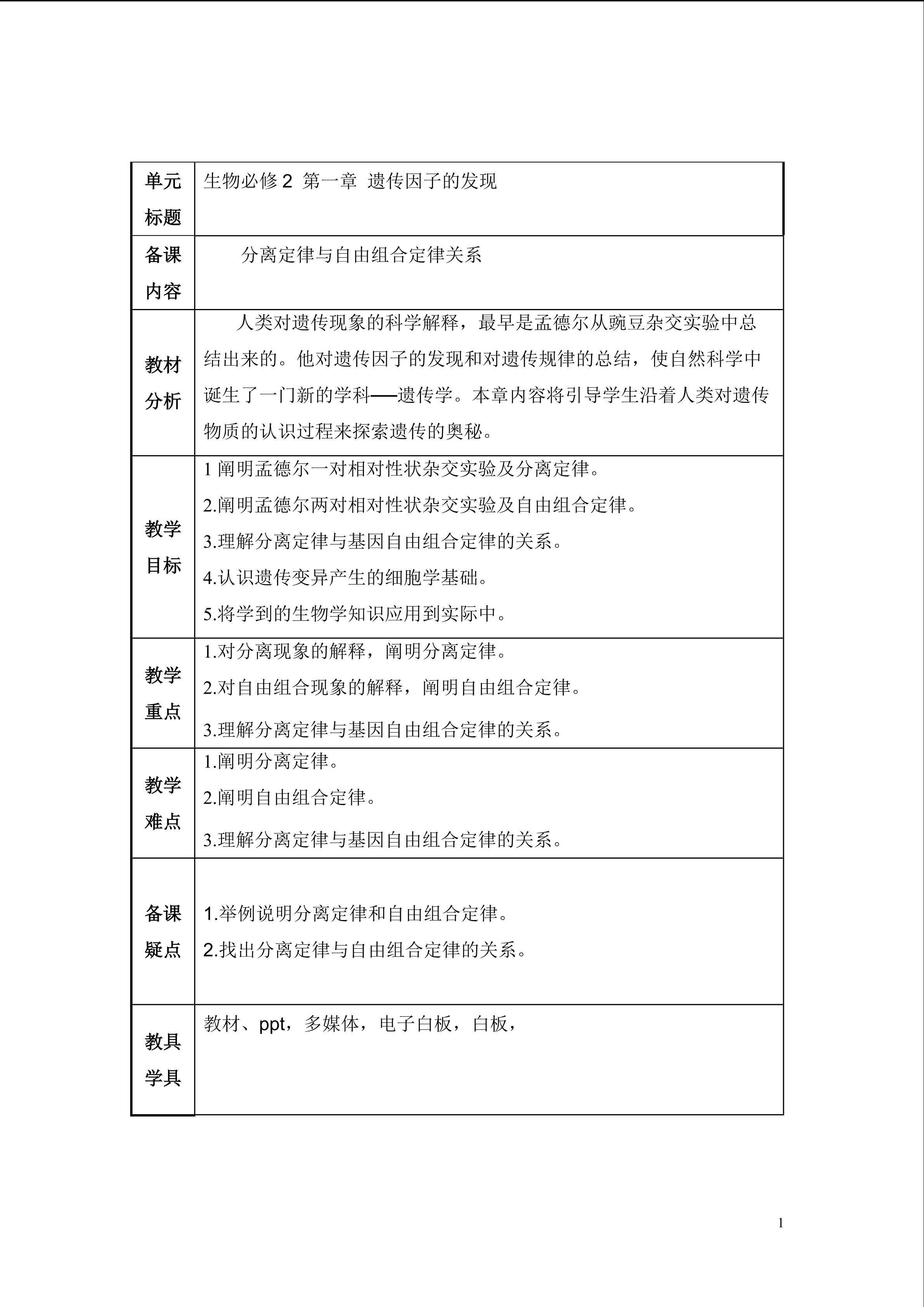 遗传因子的发现