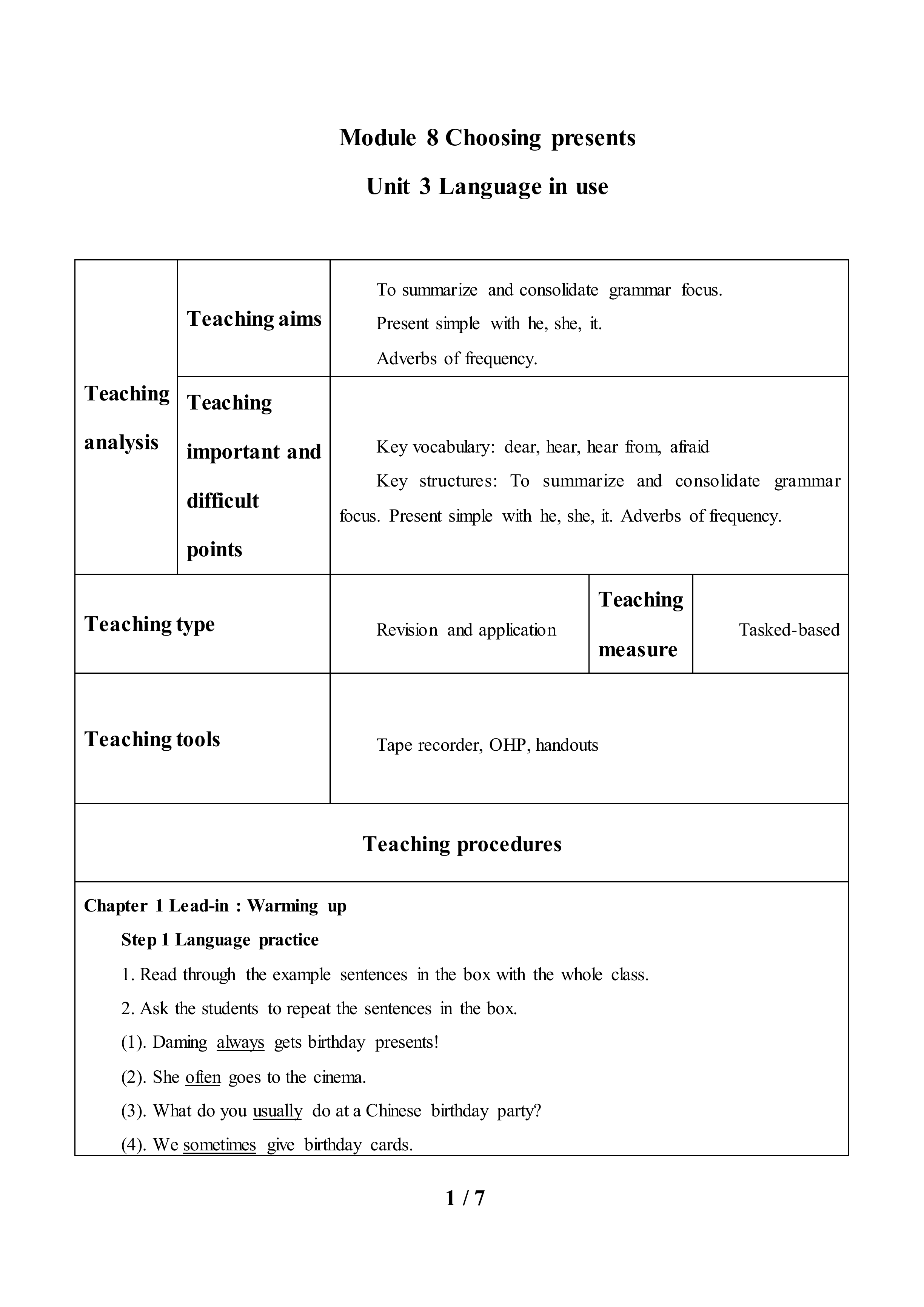 Unit 3 Language in use_教案1