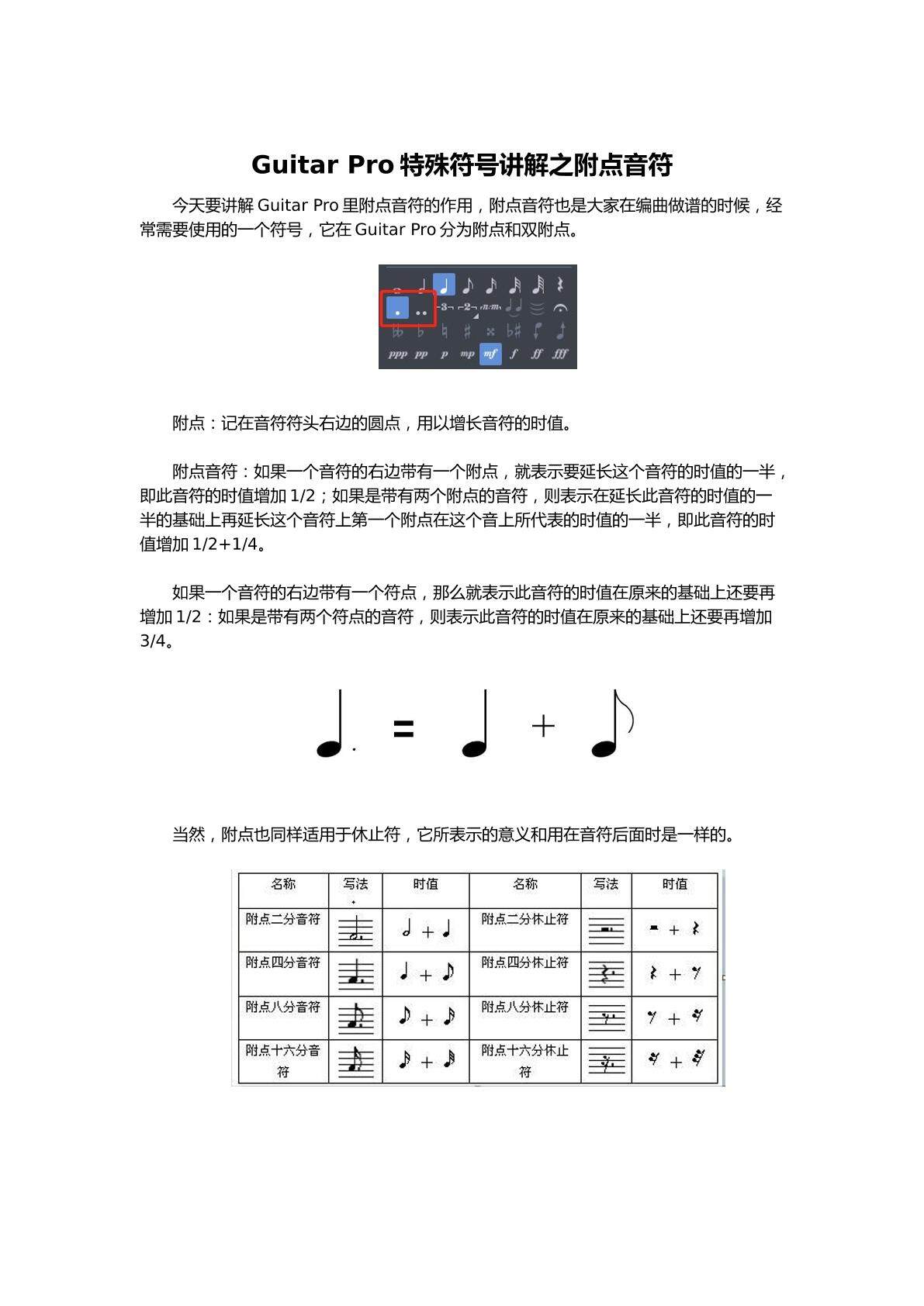 基础乐理之附点
