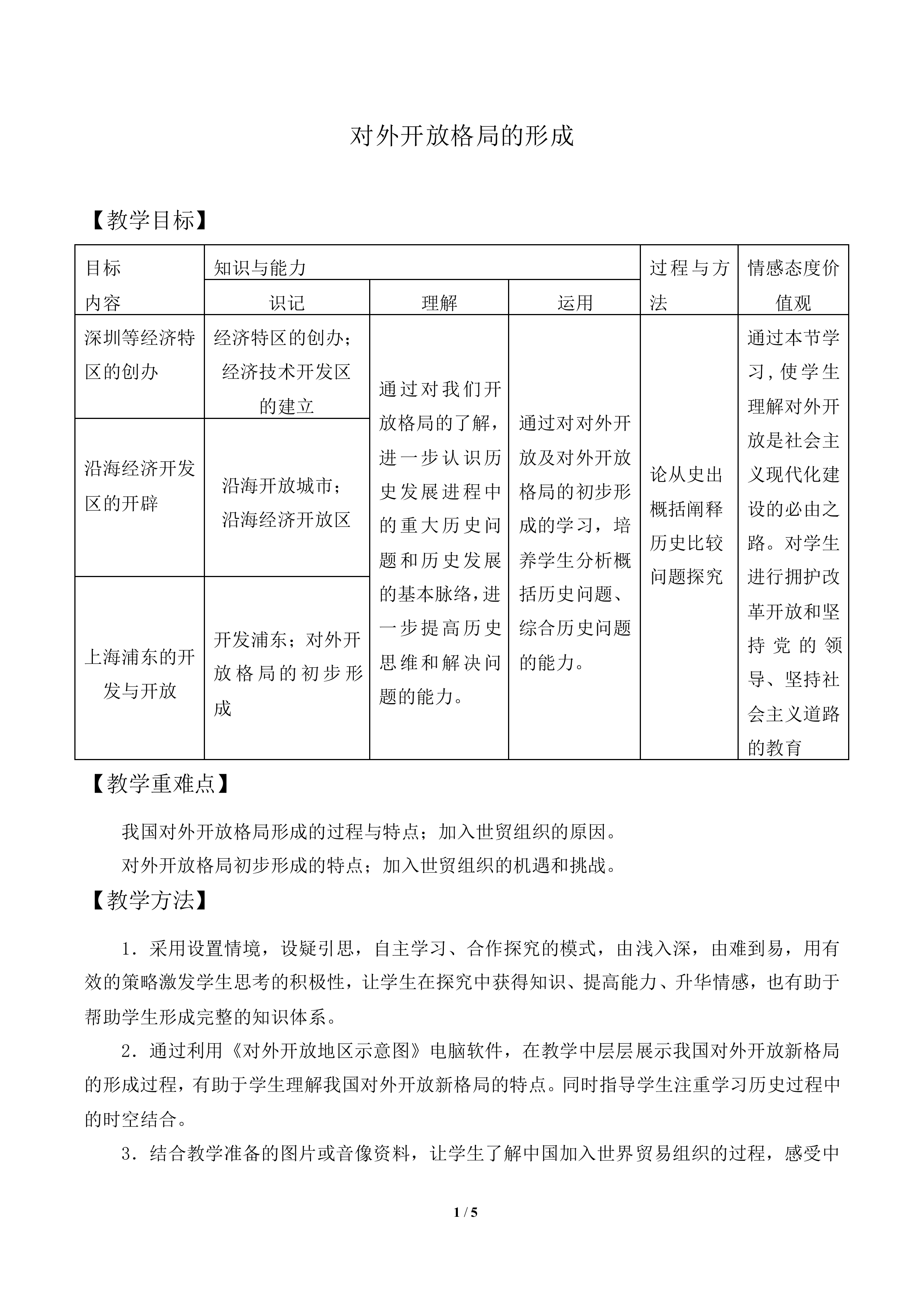 对外开放格局的形成_教案2