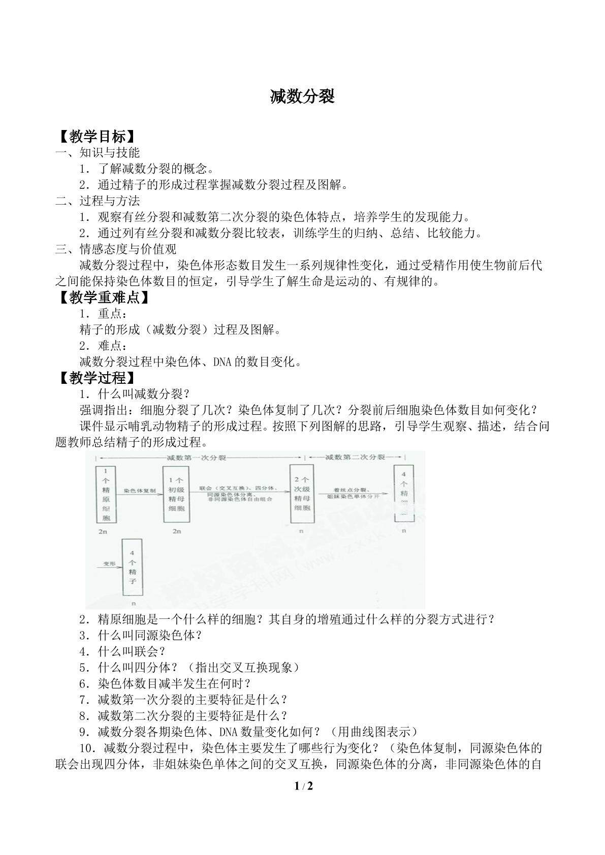减数分裂_教案1