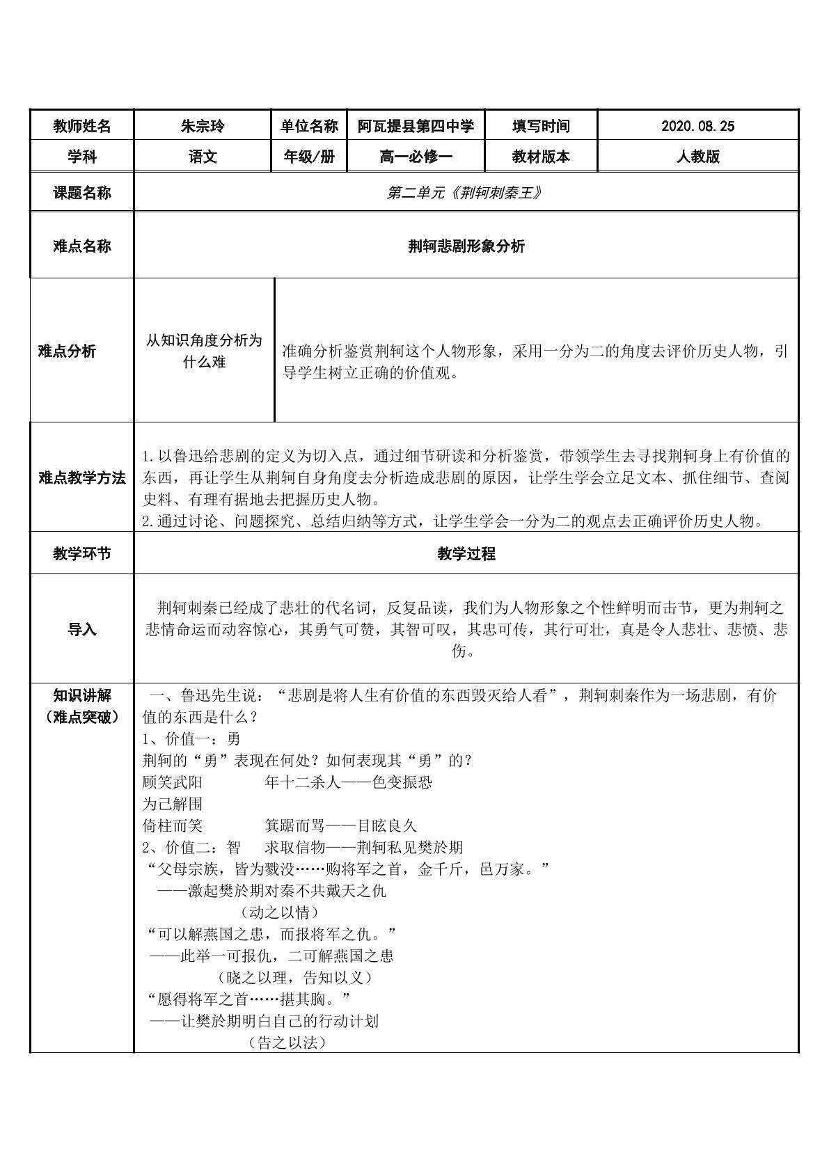 荆轲刺秦王