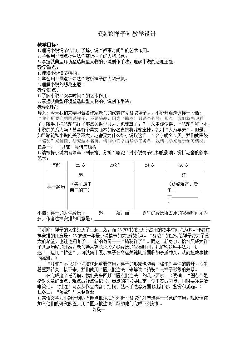 《骆驼祥子》：圈点与批注