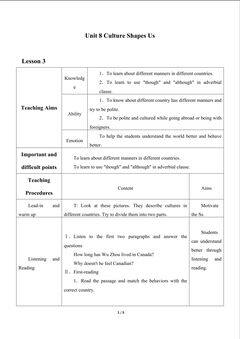 Unit 8 Culture Shapes Us_教案3