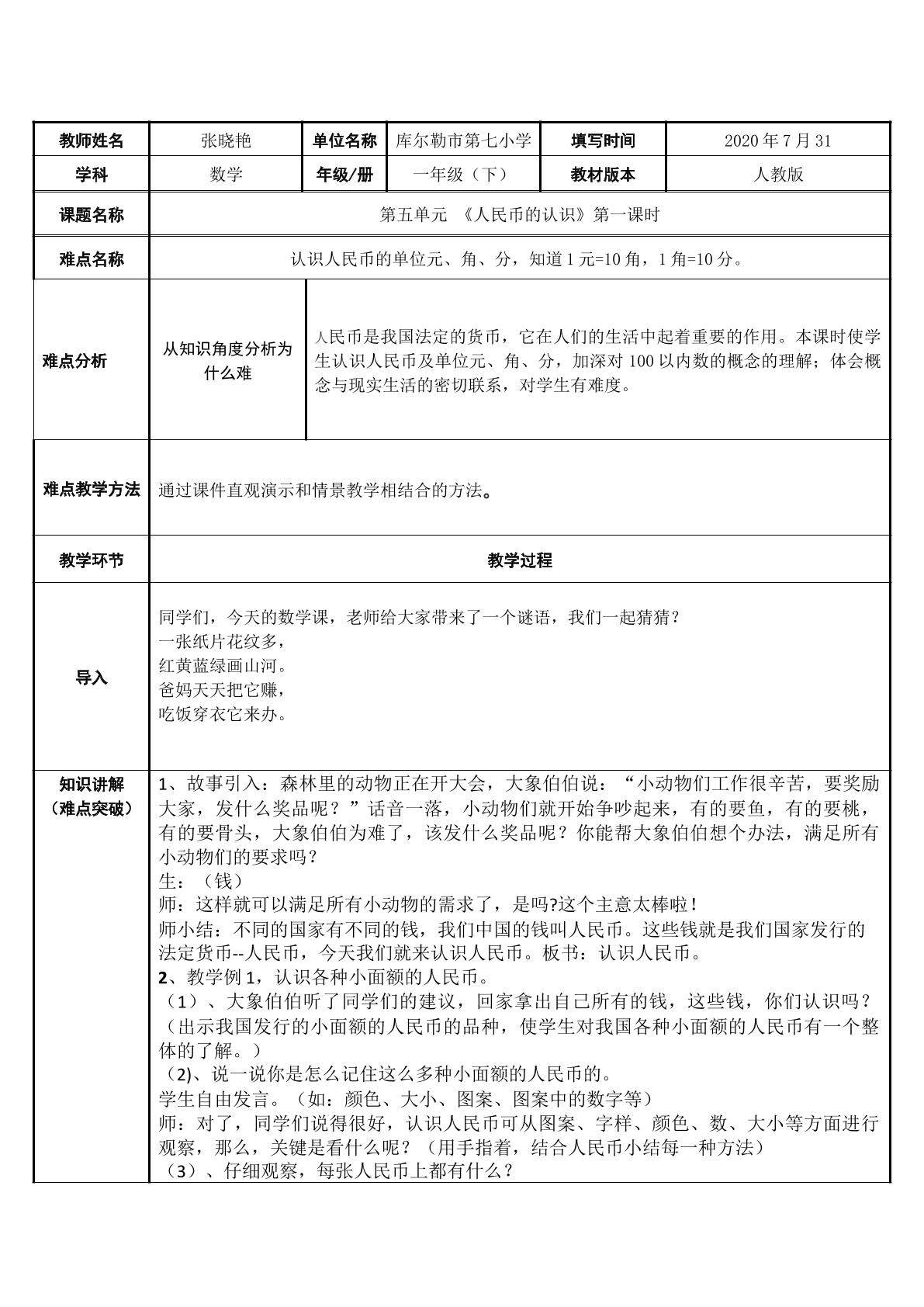 认识人民币