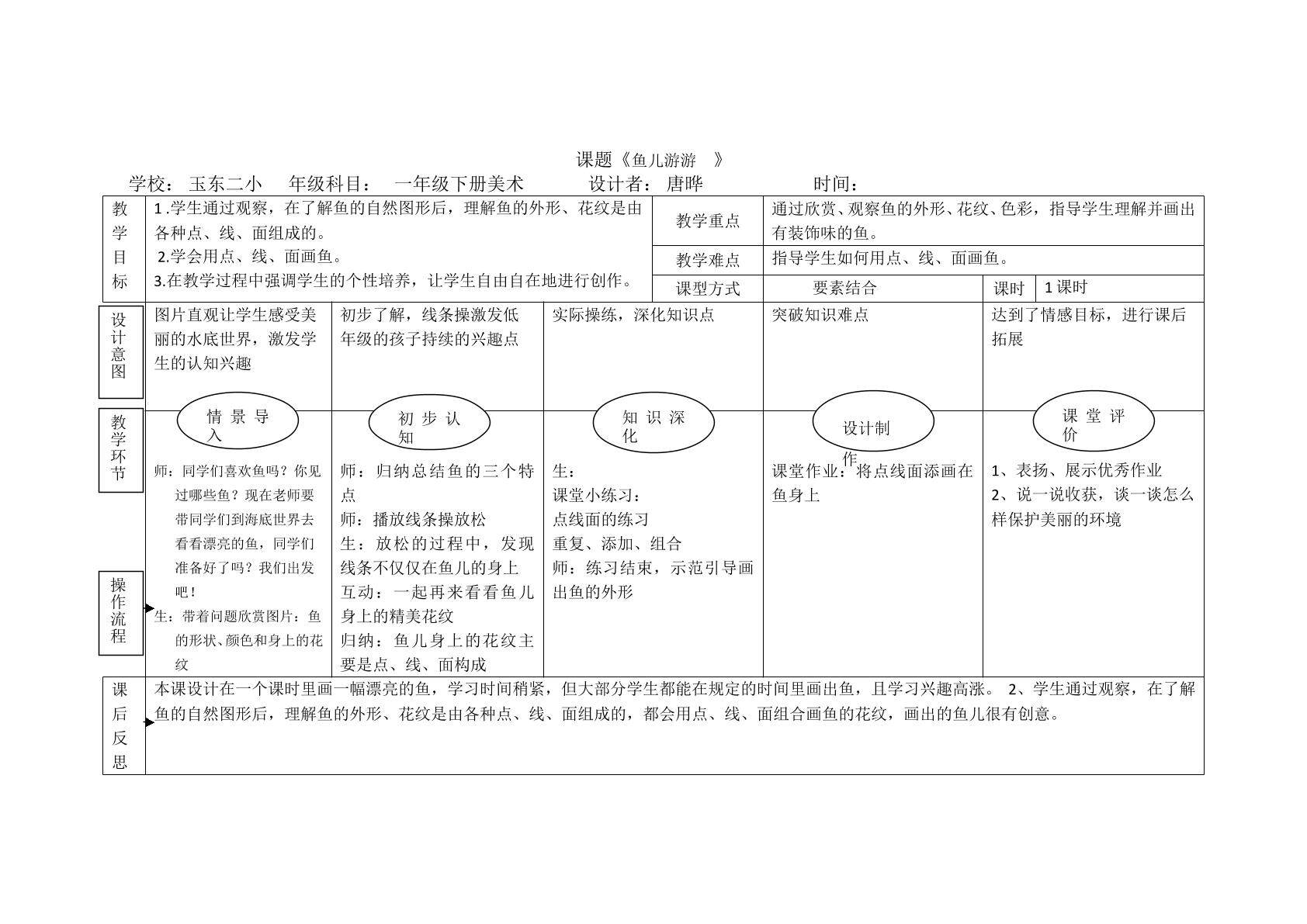 一年级下册美术鱼儿游游