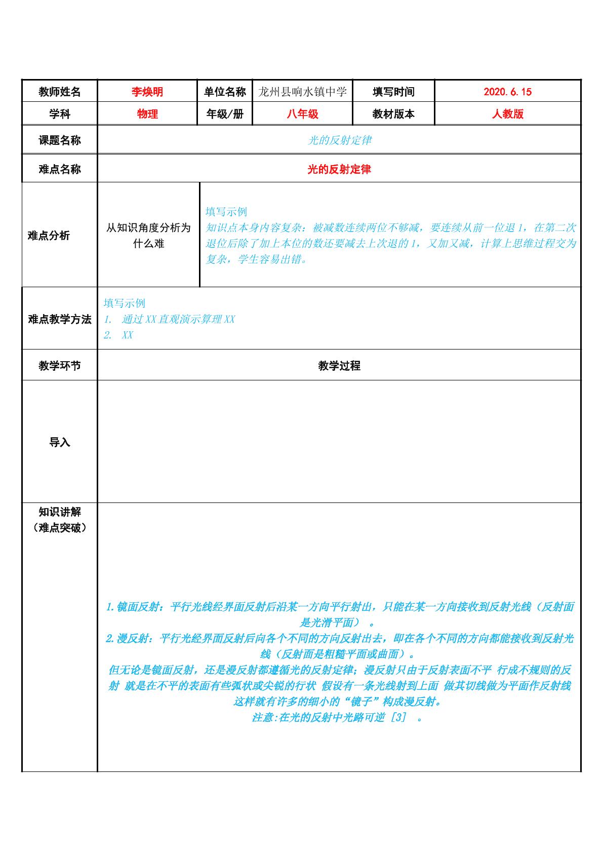 光的反射定律