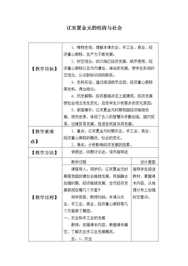 辽宋夏金元的经济与社会