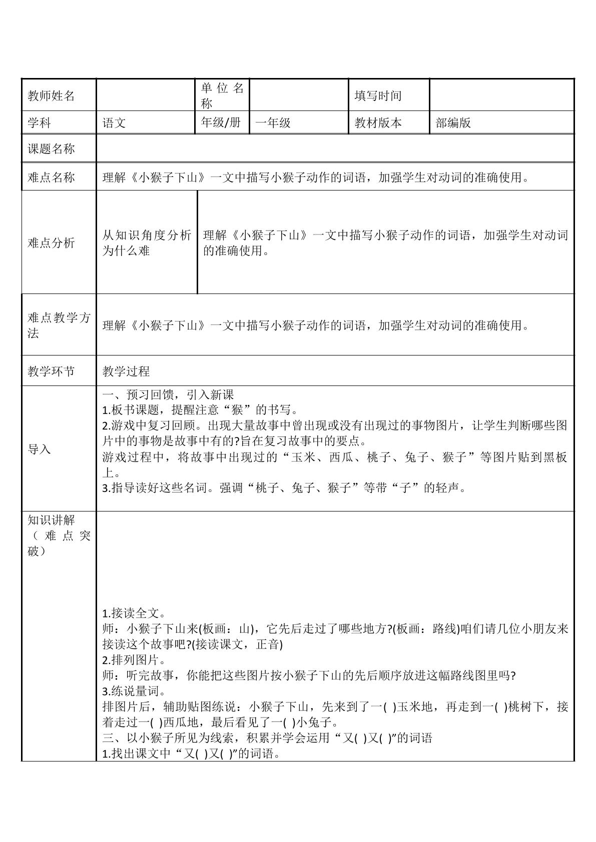 小猴子下山
