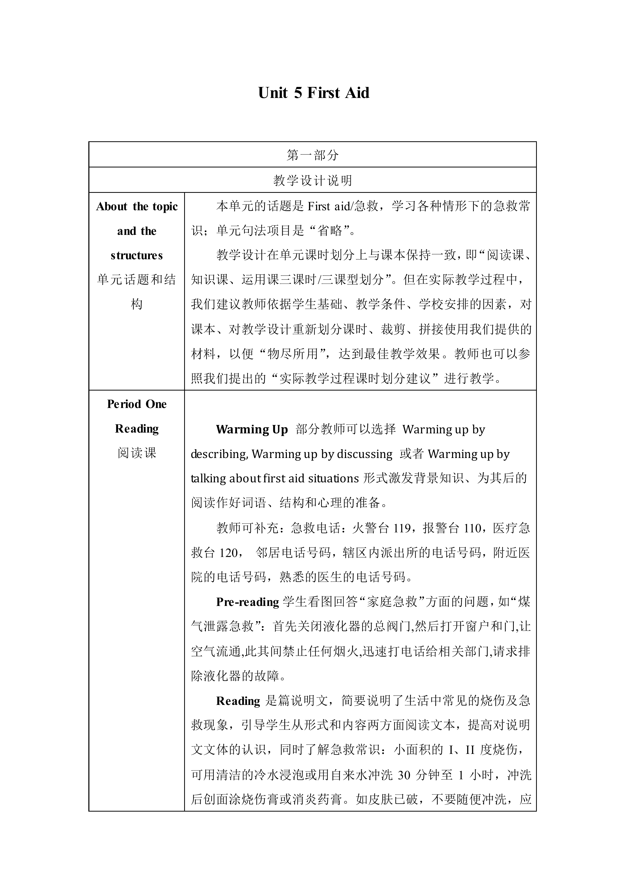 First aid_教案1