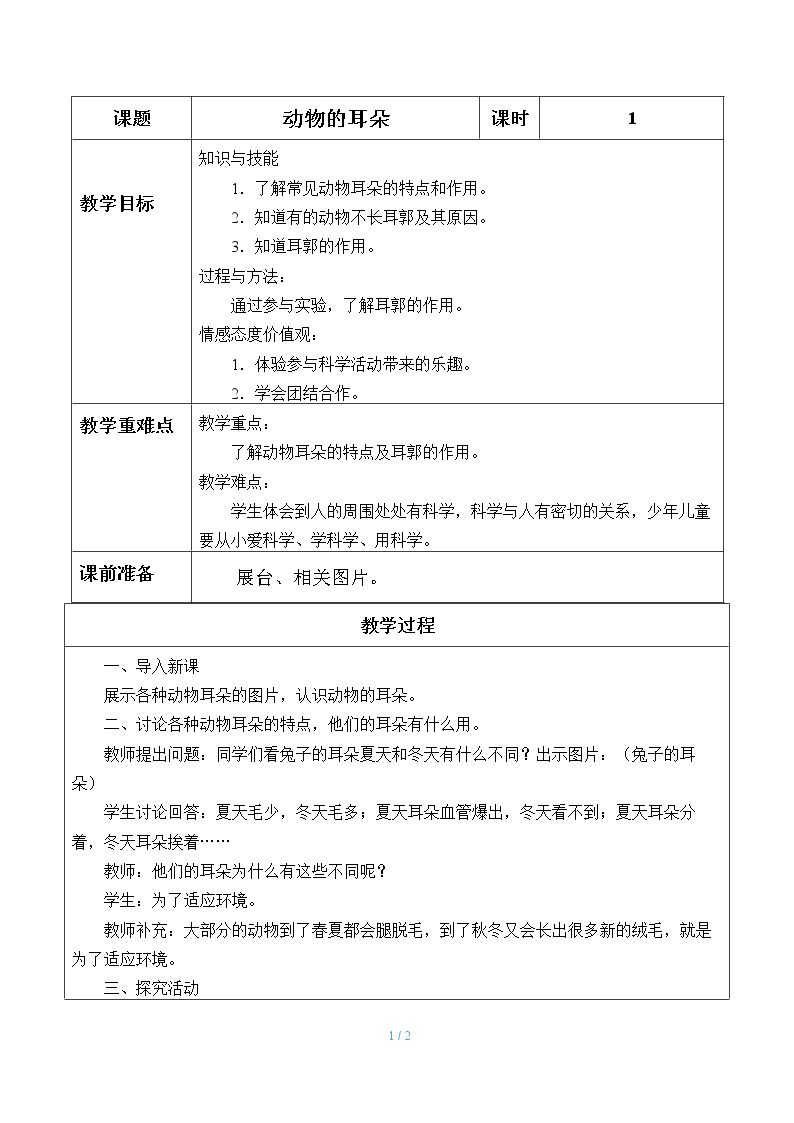 动物的耳朵