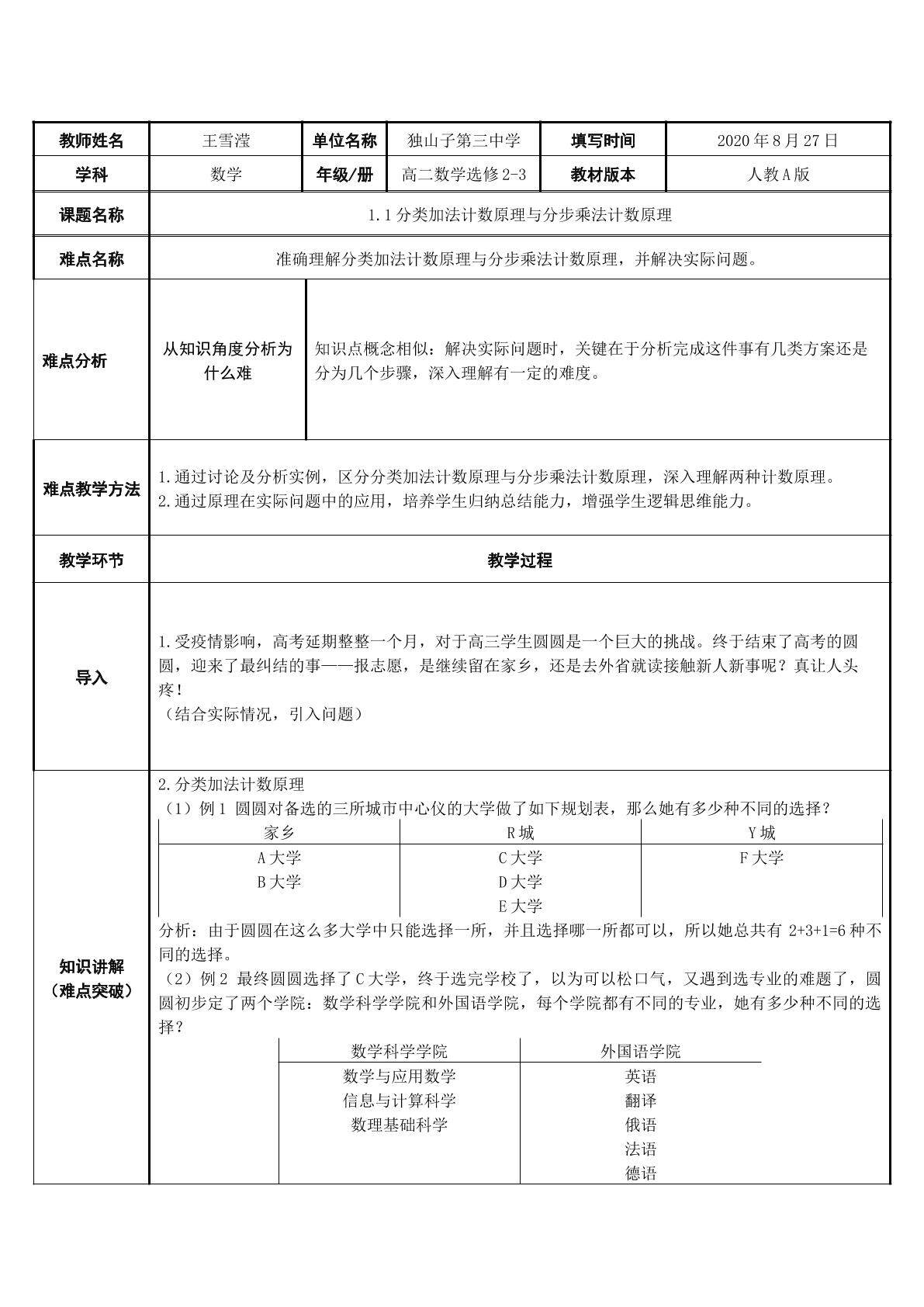 分类加法计数原理与分步乘法计数原理