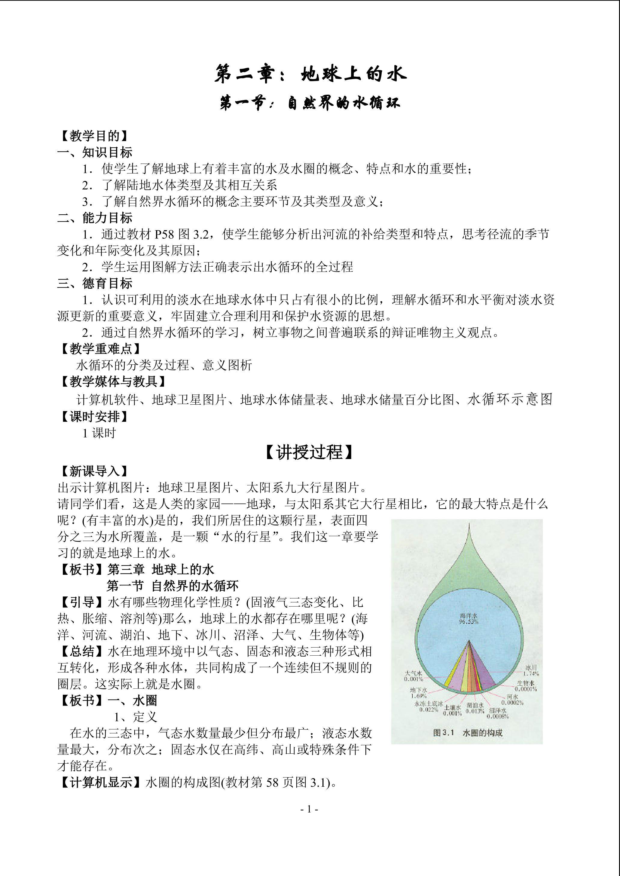 3.1 自然界的水循环