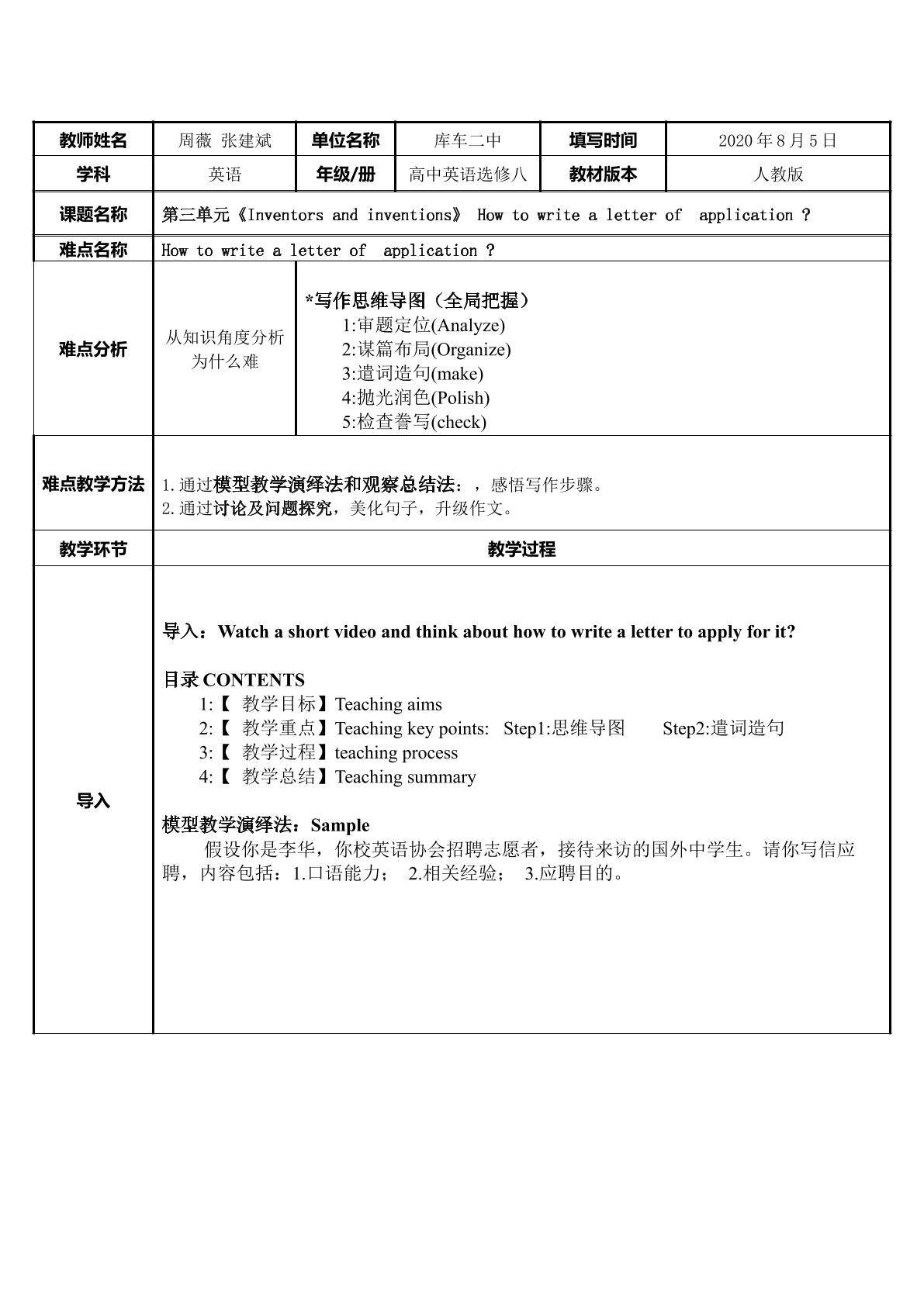 How to write a letter of  application ?