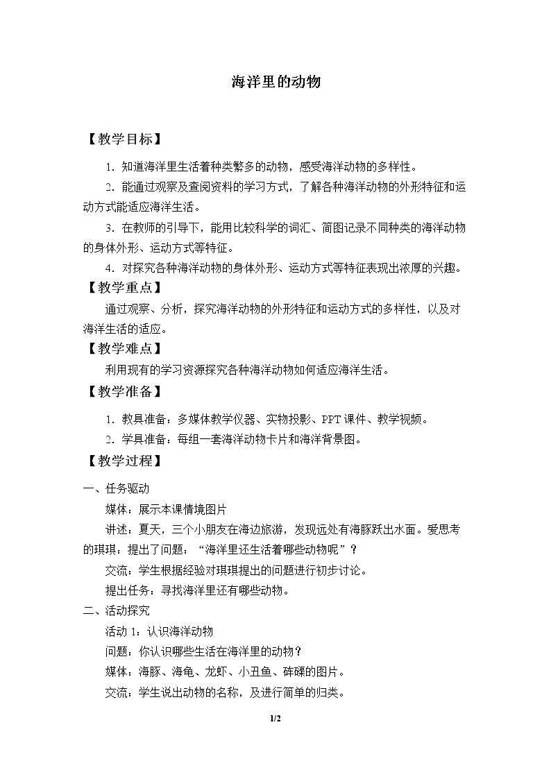 海洋里的动物