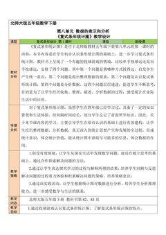 【★★】5年级数学北师大版下册教案第8单元《复式条形统计图》