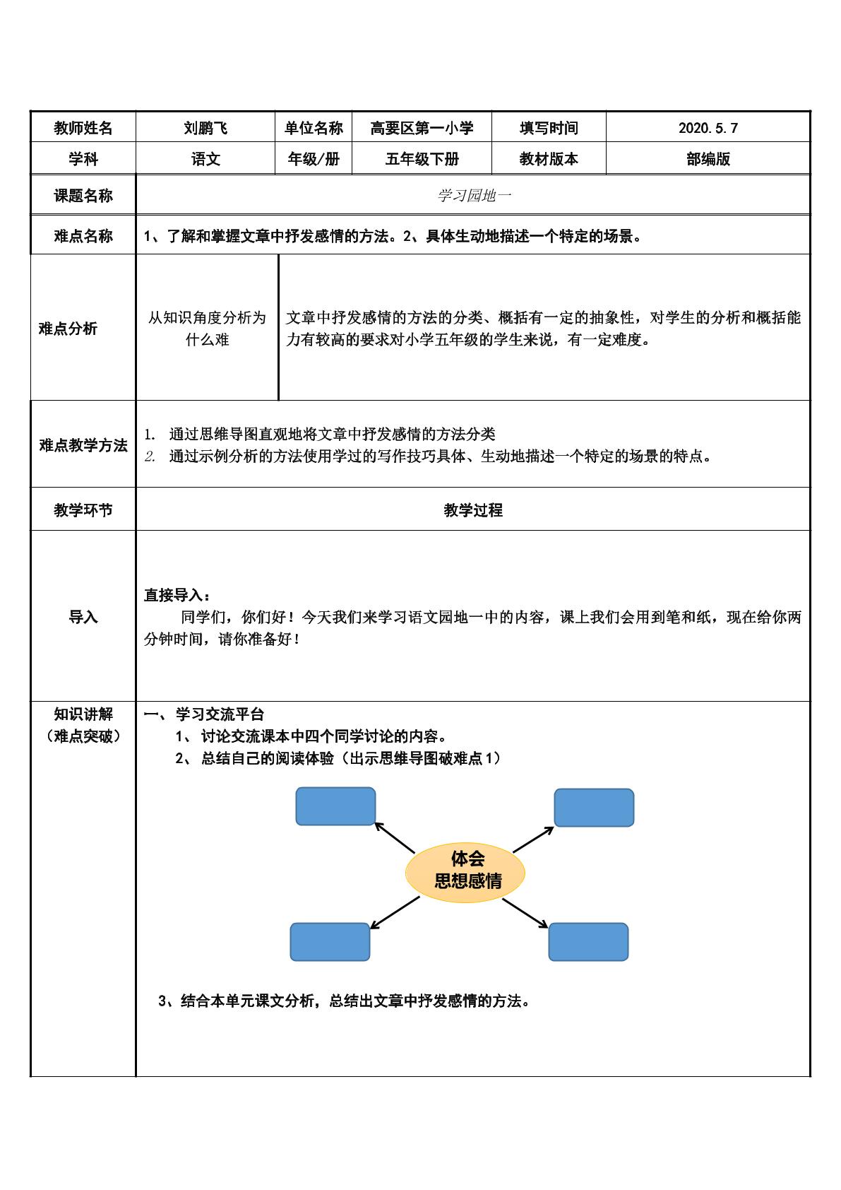 小学语文五年级下学习园地一第一课时