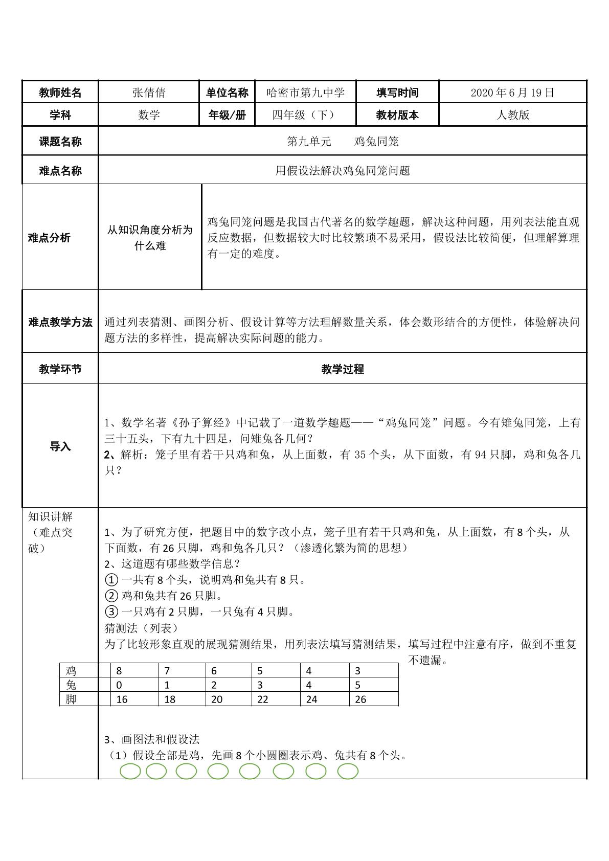 鸡兔同笼（示范课例)