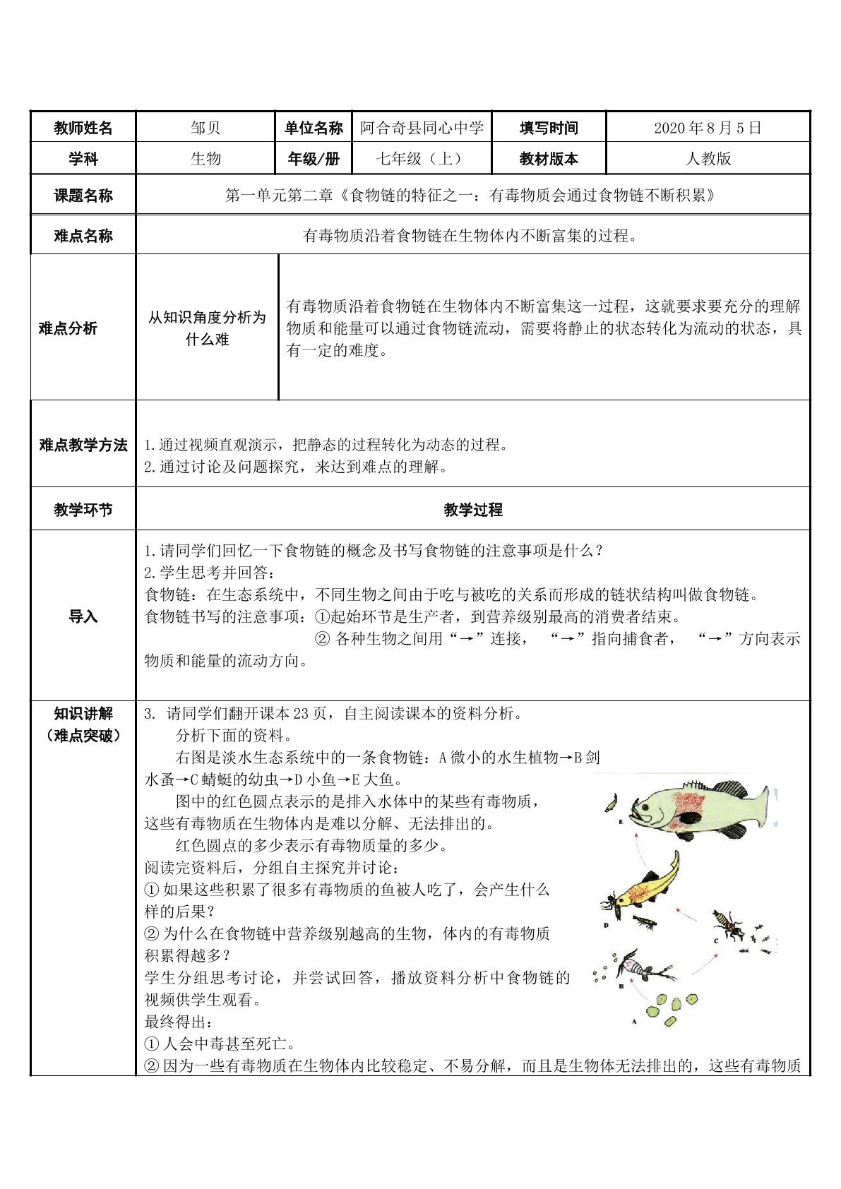 食物链的特征之一：有毒物质会通过食物链不断积累