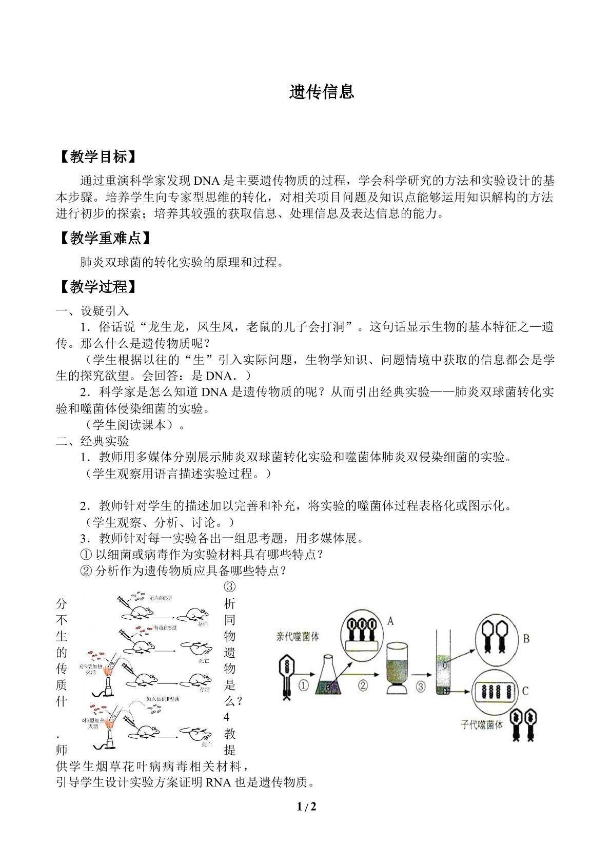 遗传信息_教案1