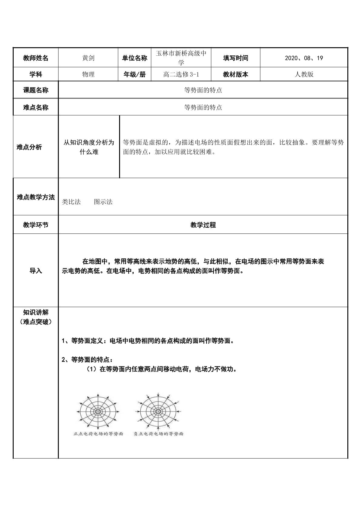等势面的特点