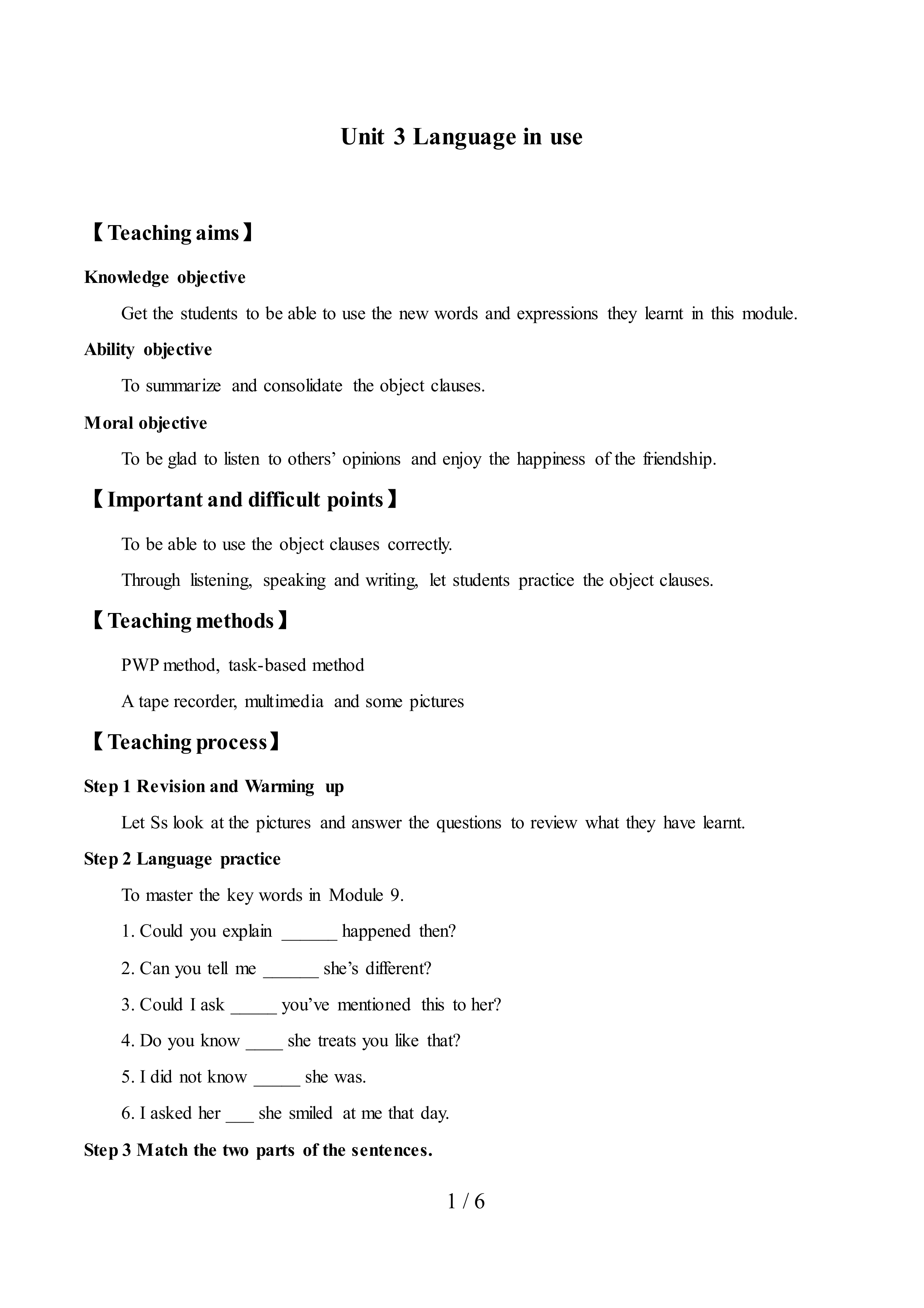 Unit 3 Language in use_教案1