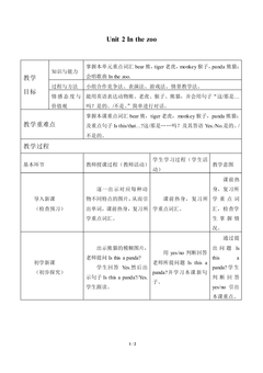 Unit 2 In the zoo_教案1