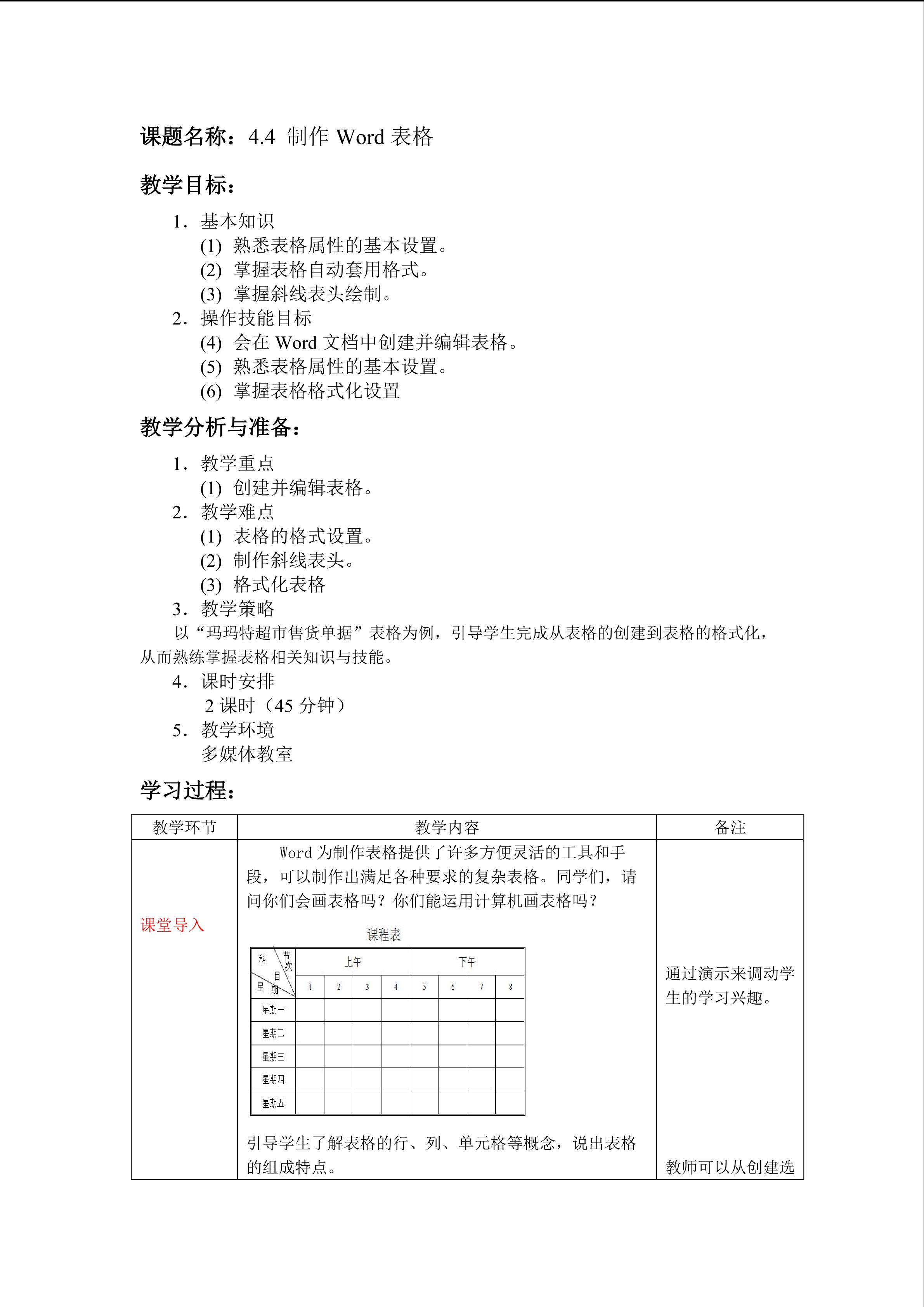 制作word表格