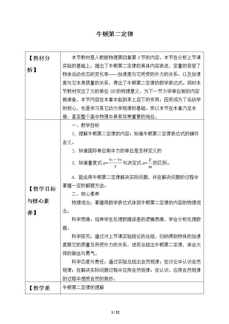 牛顿第二定律