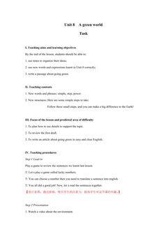 Unit 8 A green world