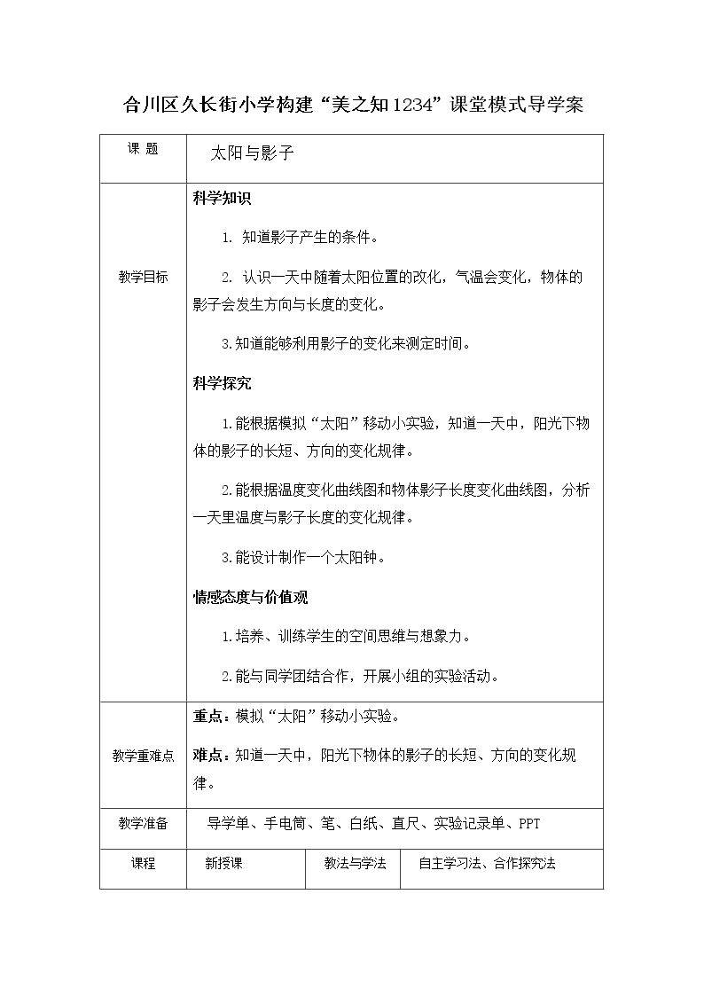 1 太阳与影子