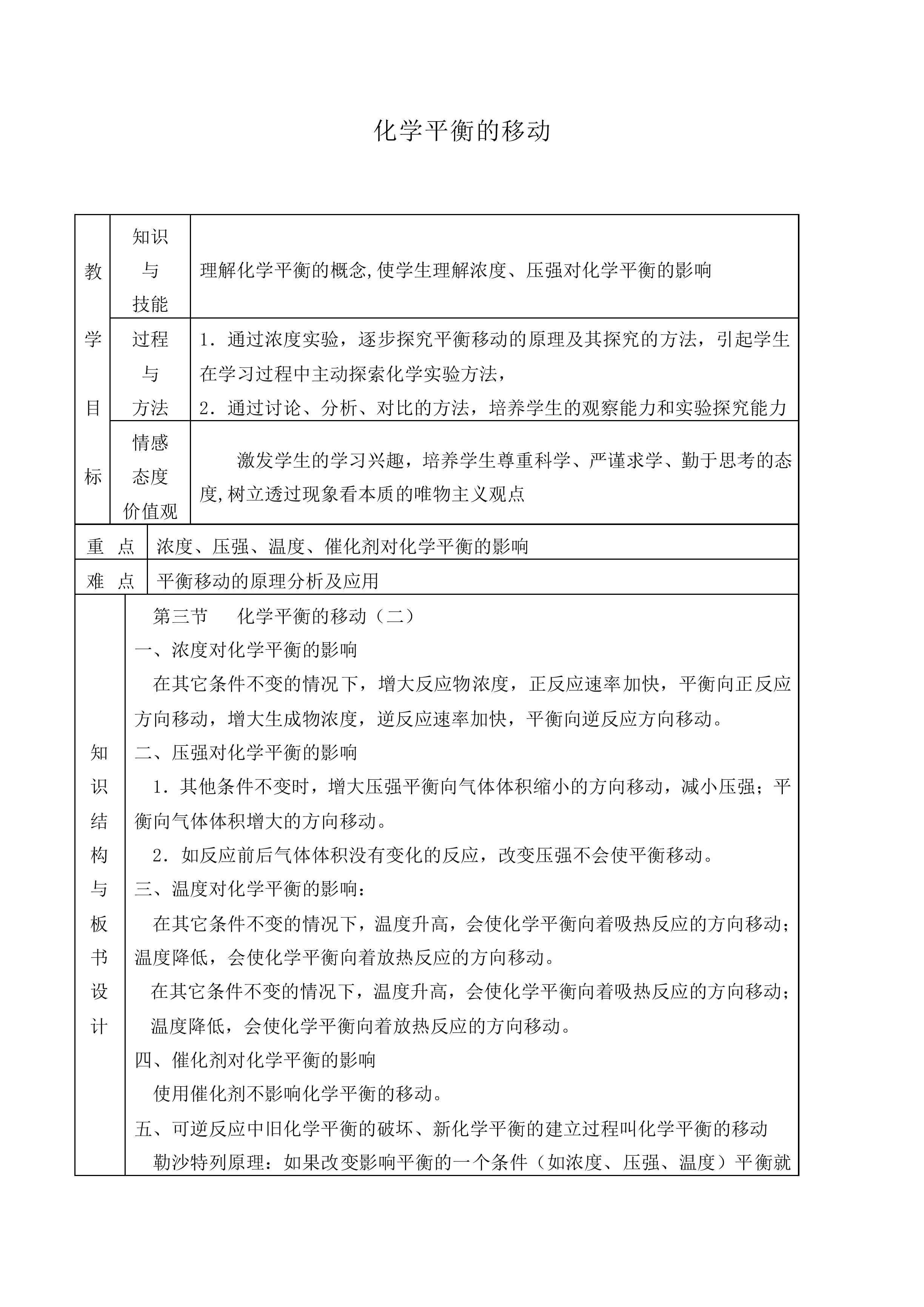 化学平衡的移动_教案2