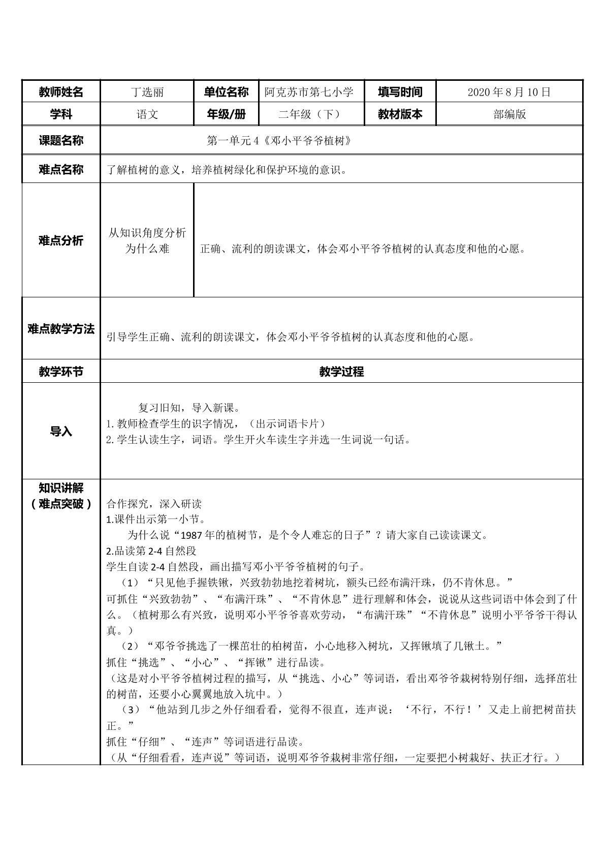 邓小平爷爷植树