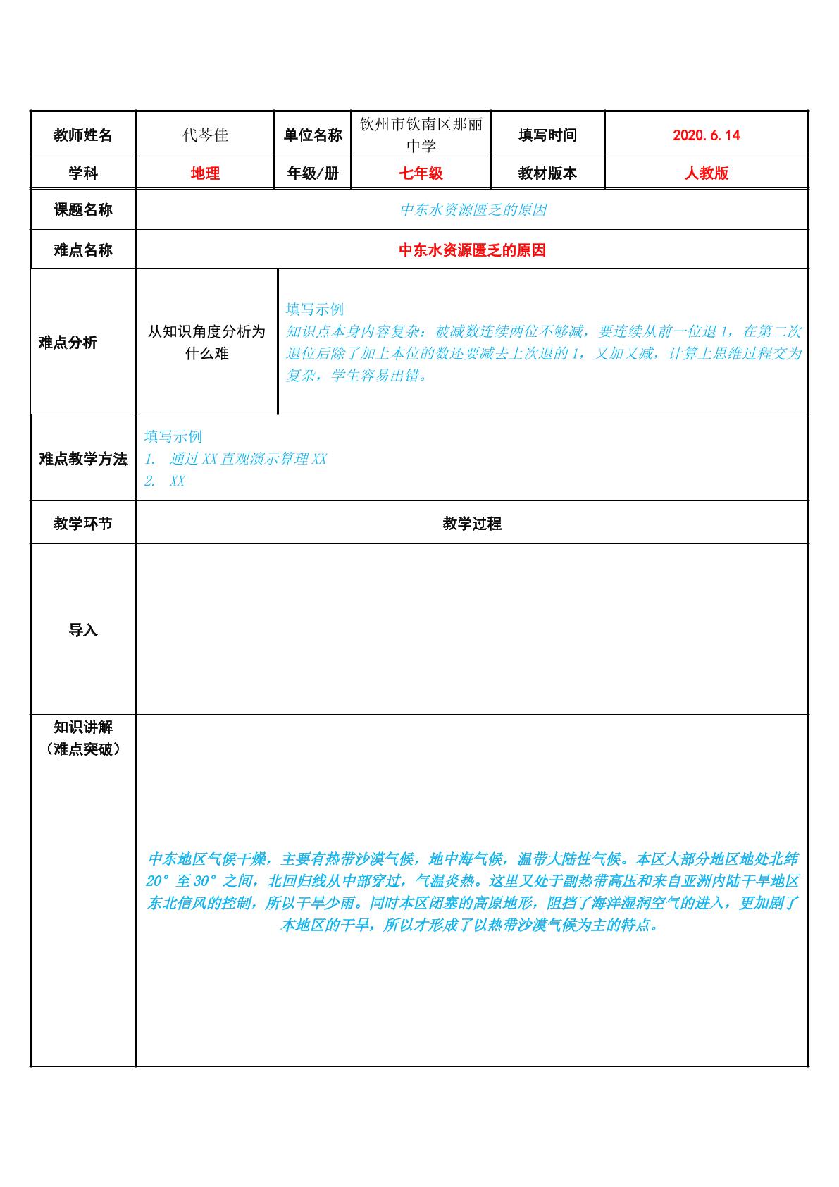 中东水资源匮乏的原因