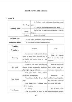 Unit 6 Movies and Theatre_教案5