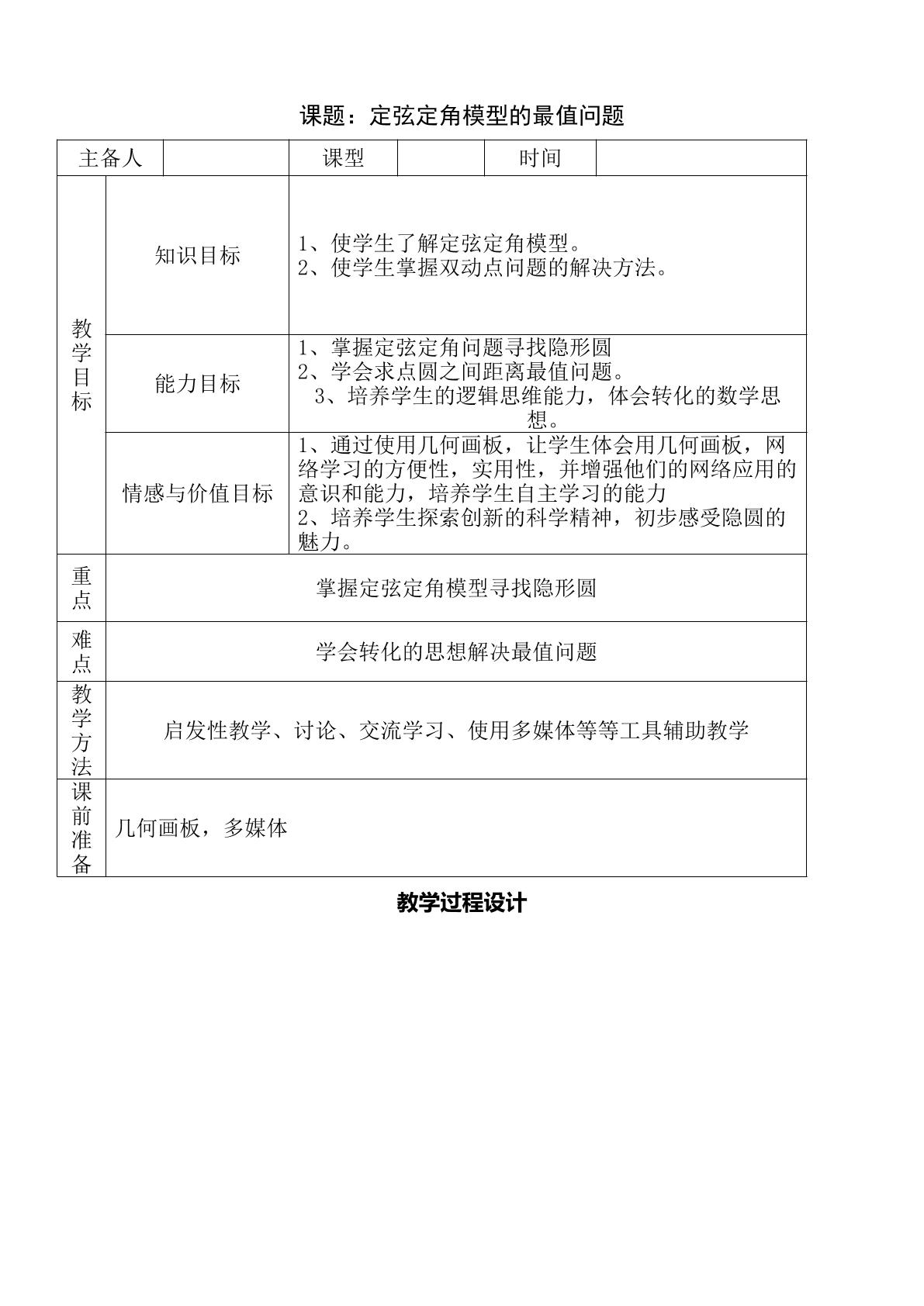 定弦定角模型的最值问题