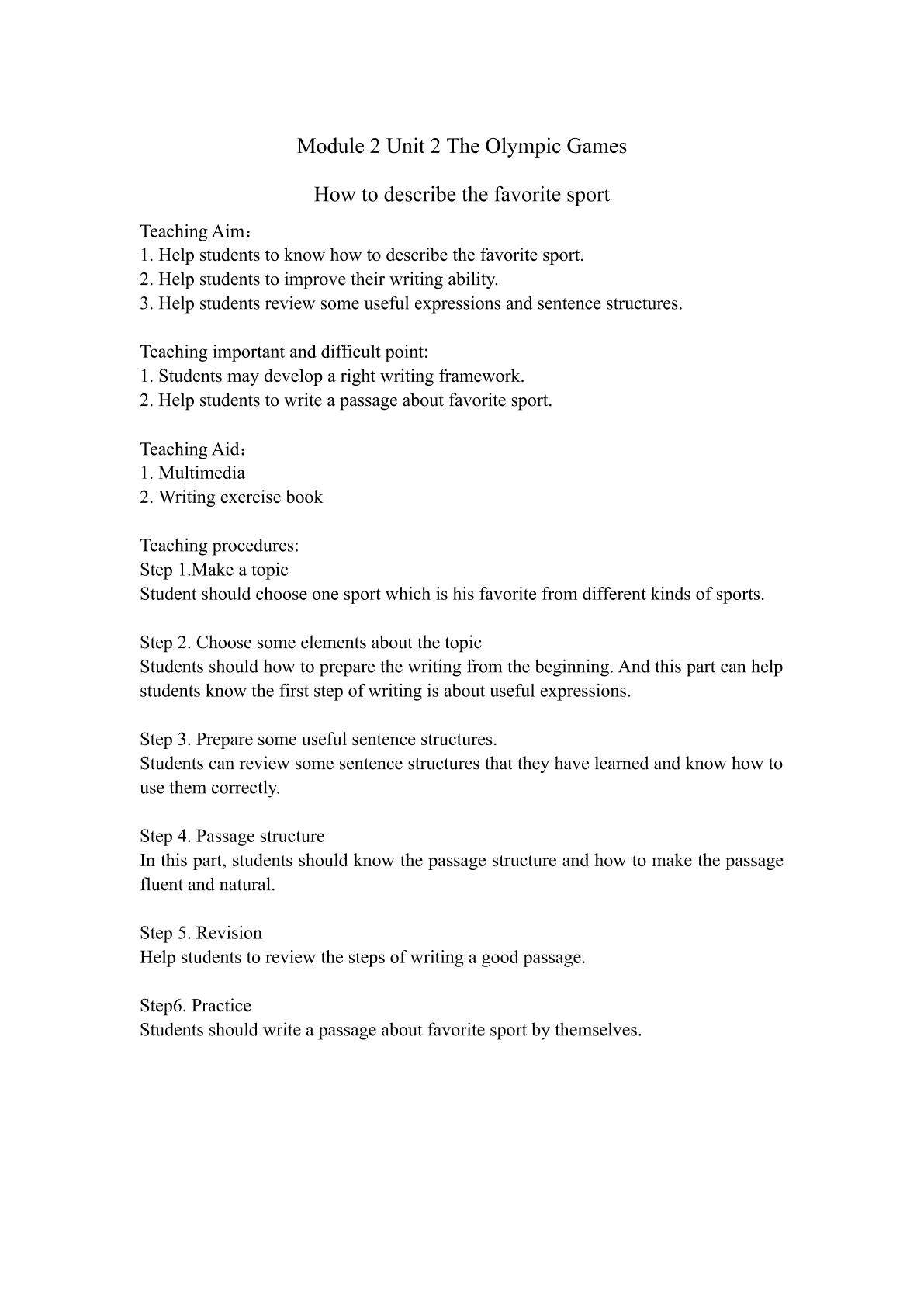 write about your favorite sport