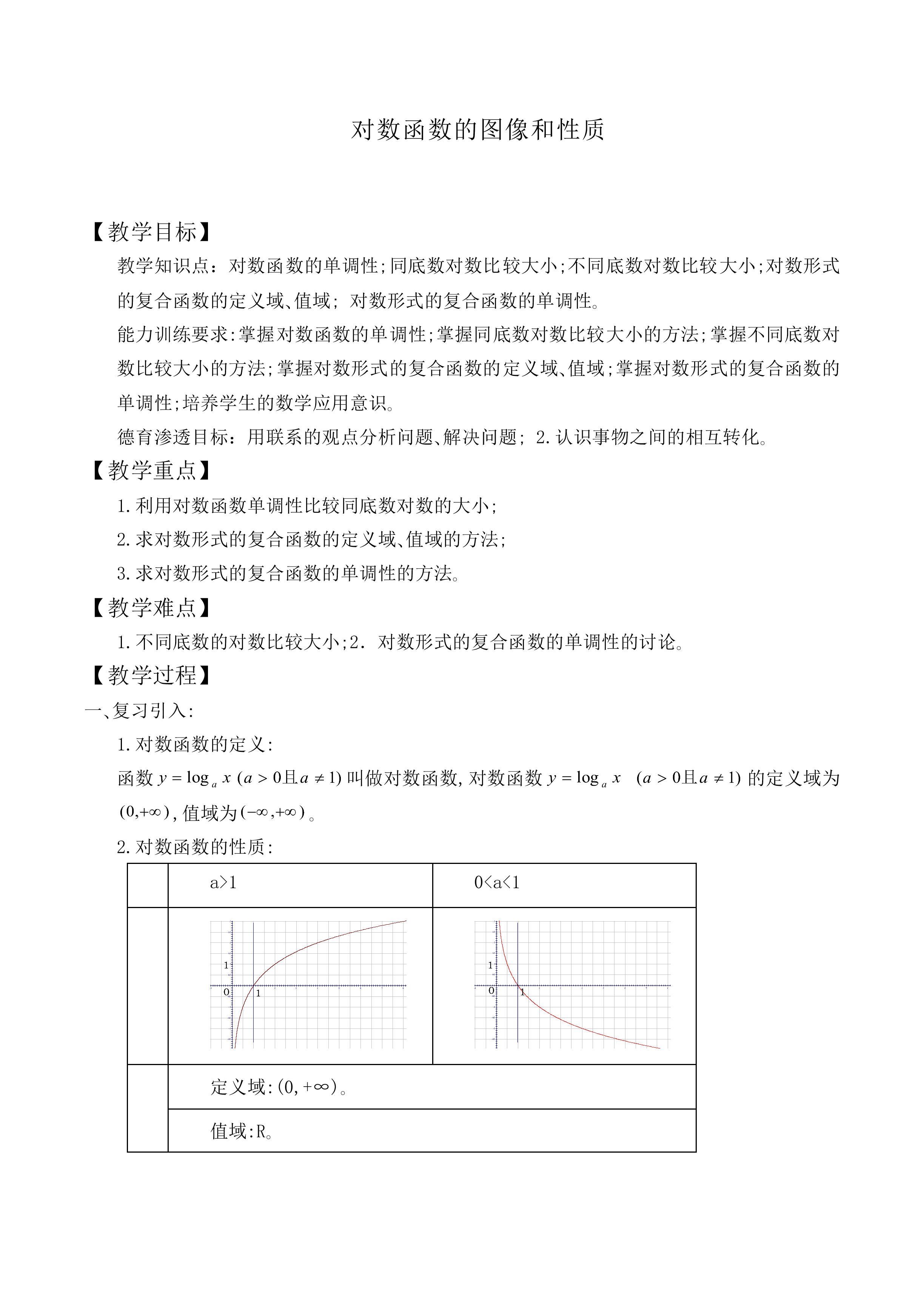 对数函数的图像和性质_教案5