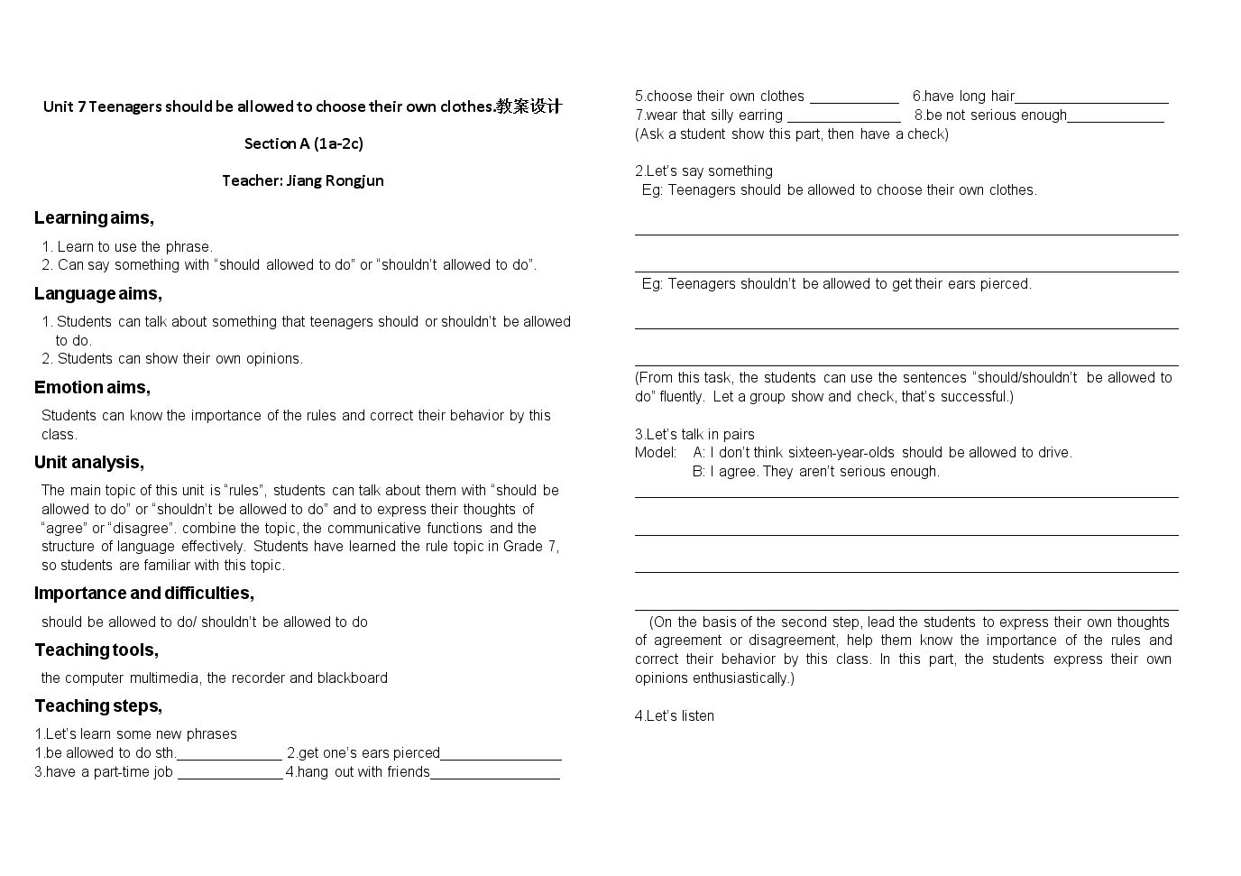 Section A 1a—2d