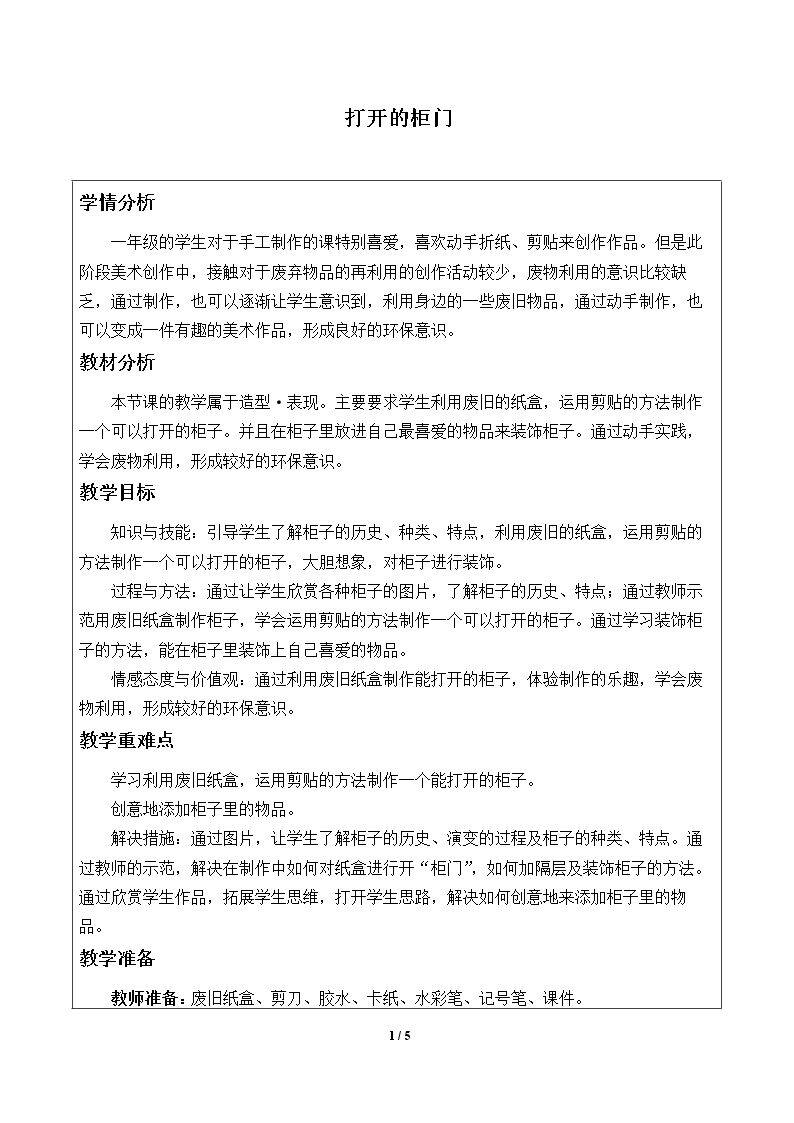 打开的柜门