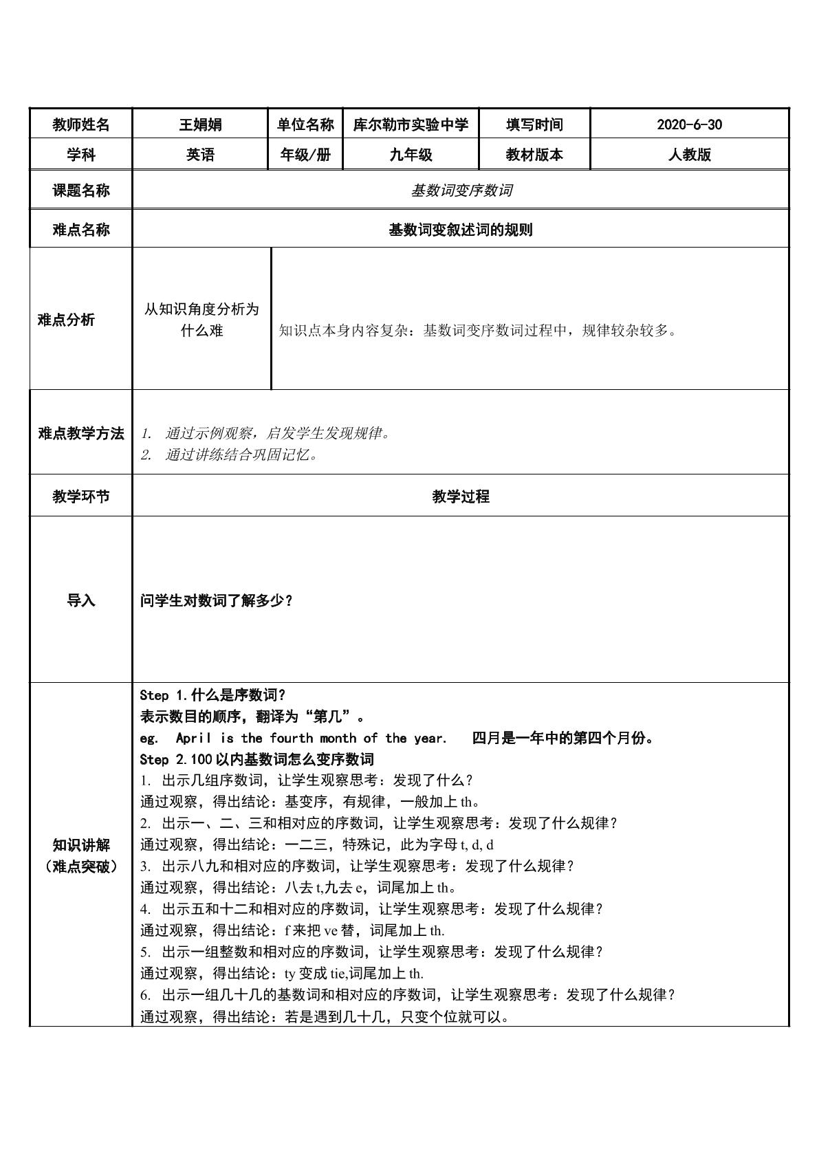 基数词变序数词