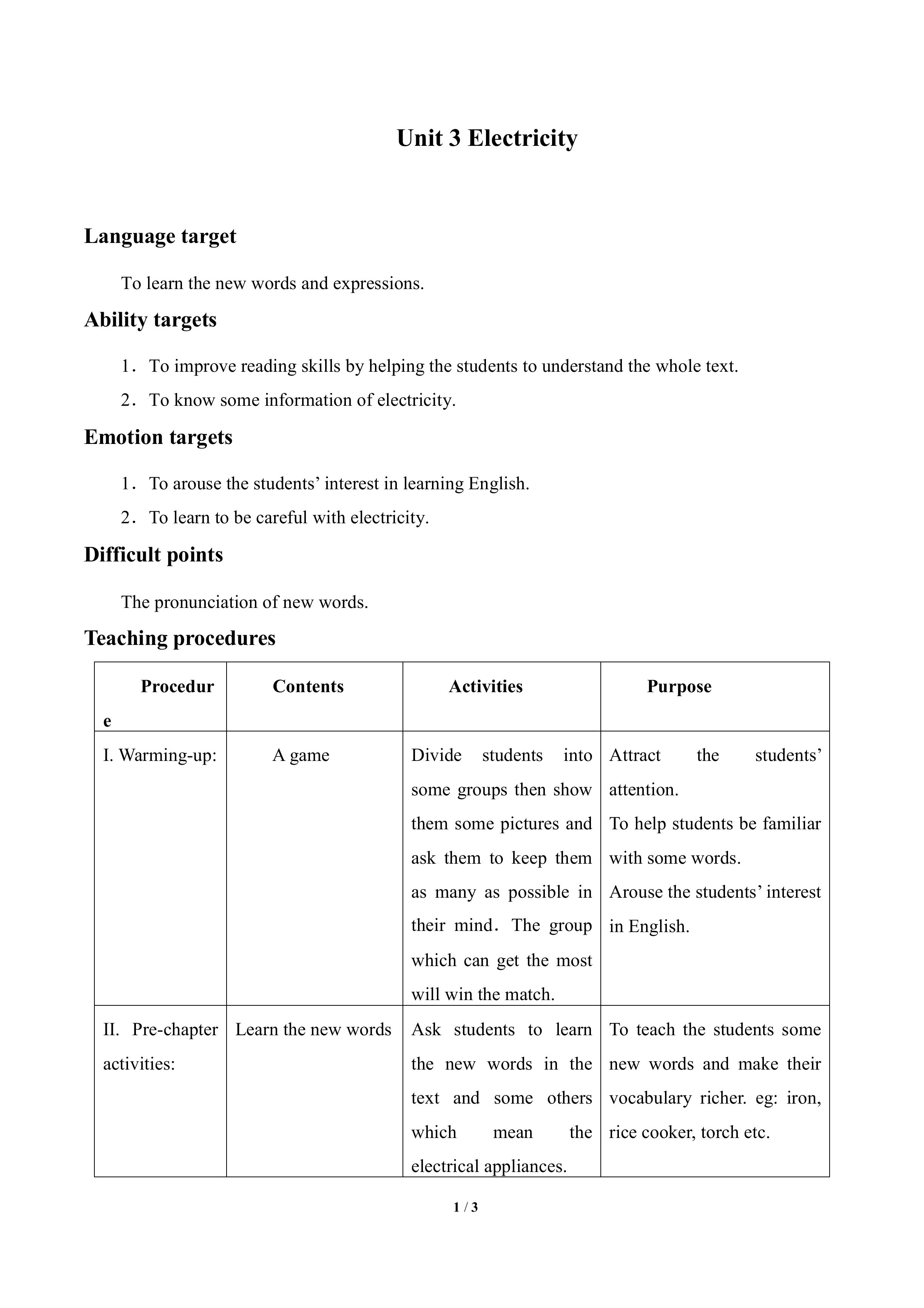 Unit 3 Electricity_教案1